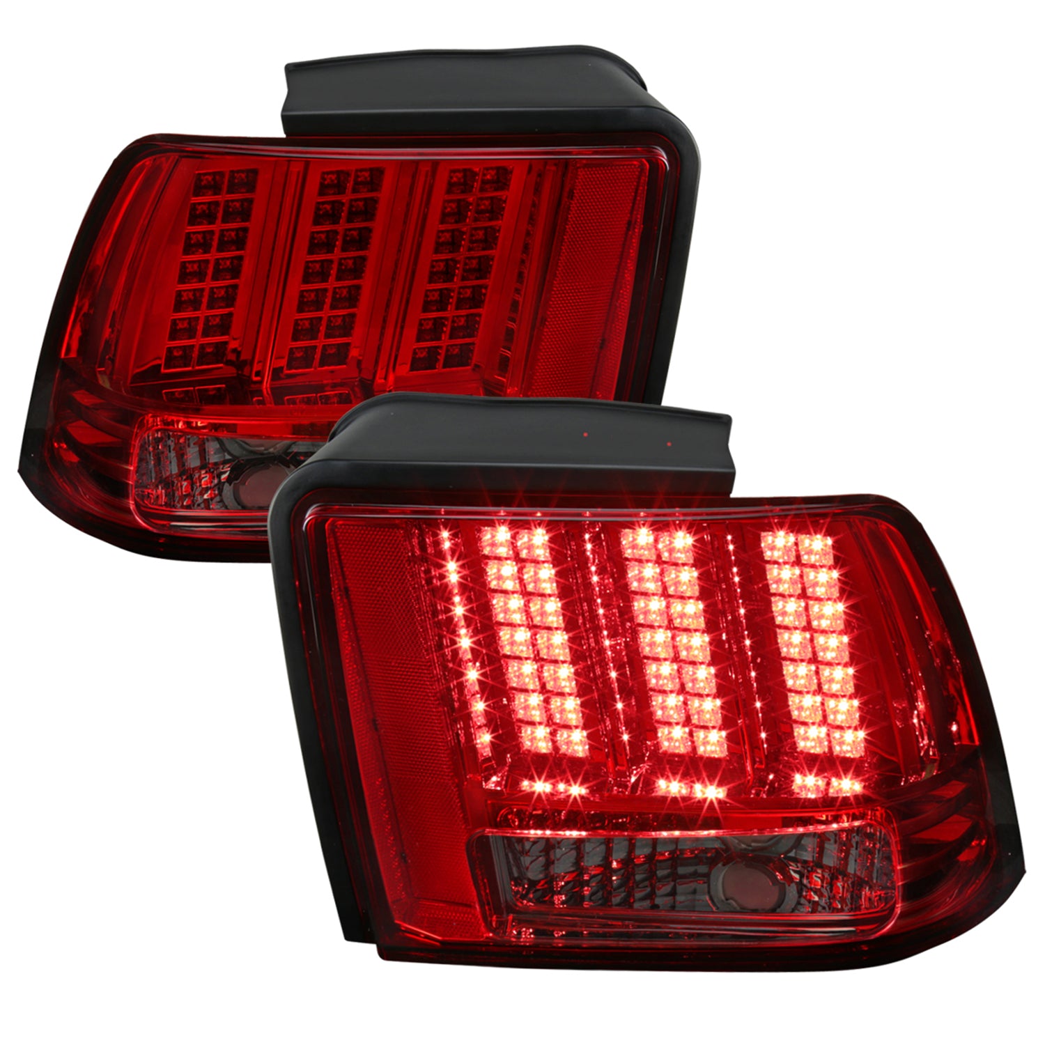 1999-2004 Ford Mustang Sequential LED Tail Lights - RS Chrome/Red Smoke Lens