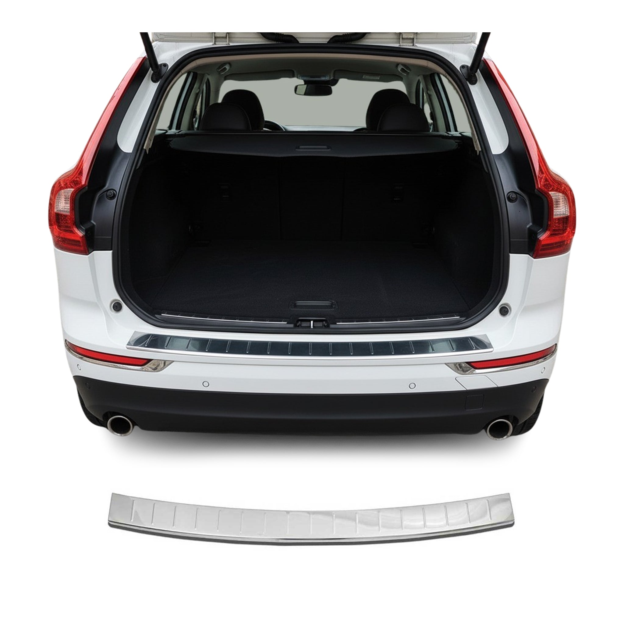 Rear Bumper Guard Trunk Sill Protector for Volvo XC60 2018-2026 S.Steel Gloss
