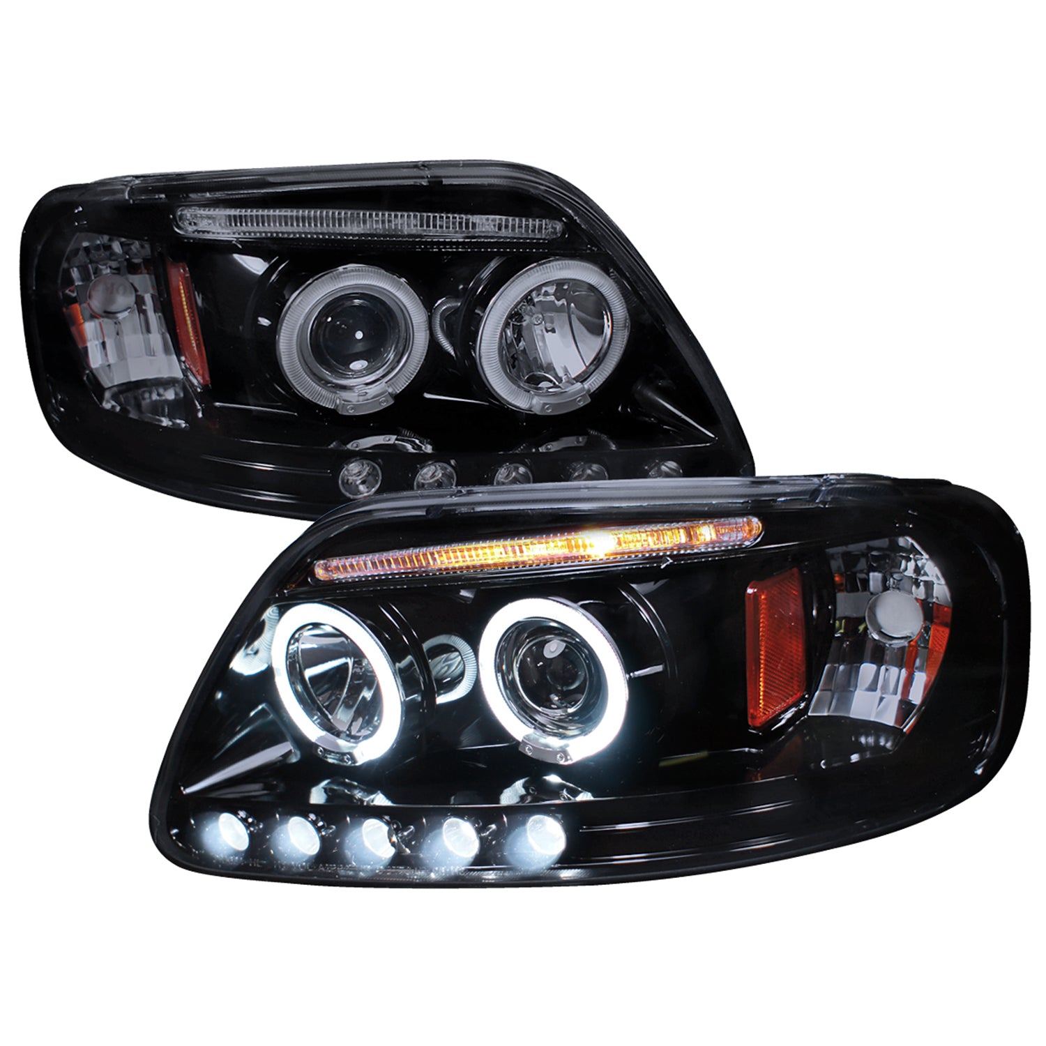 1997-2004 Ford F-150 / 1997-2002 Expedition Dual Halo Projector Headlights Smoke