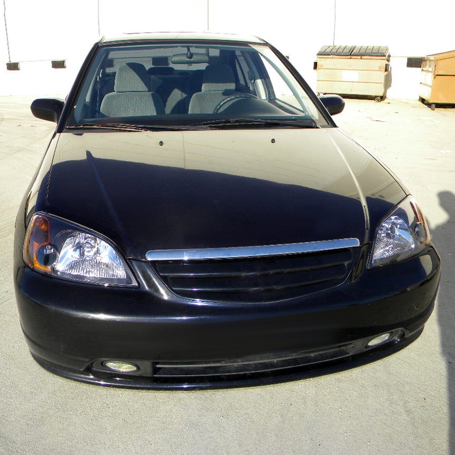 2001-2003 Honda Civic Factory Style Headlights Matte Black/Clear Lens