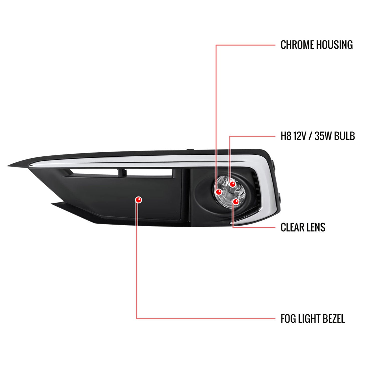 2019-2020 Honda Civic Sedan/Coupe H8 Fog Lights Kit Chrome/Clear Lens