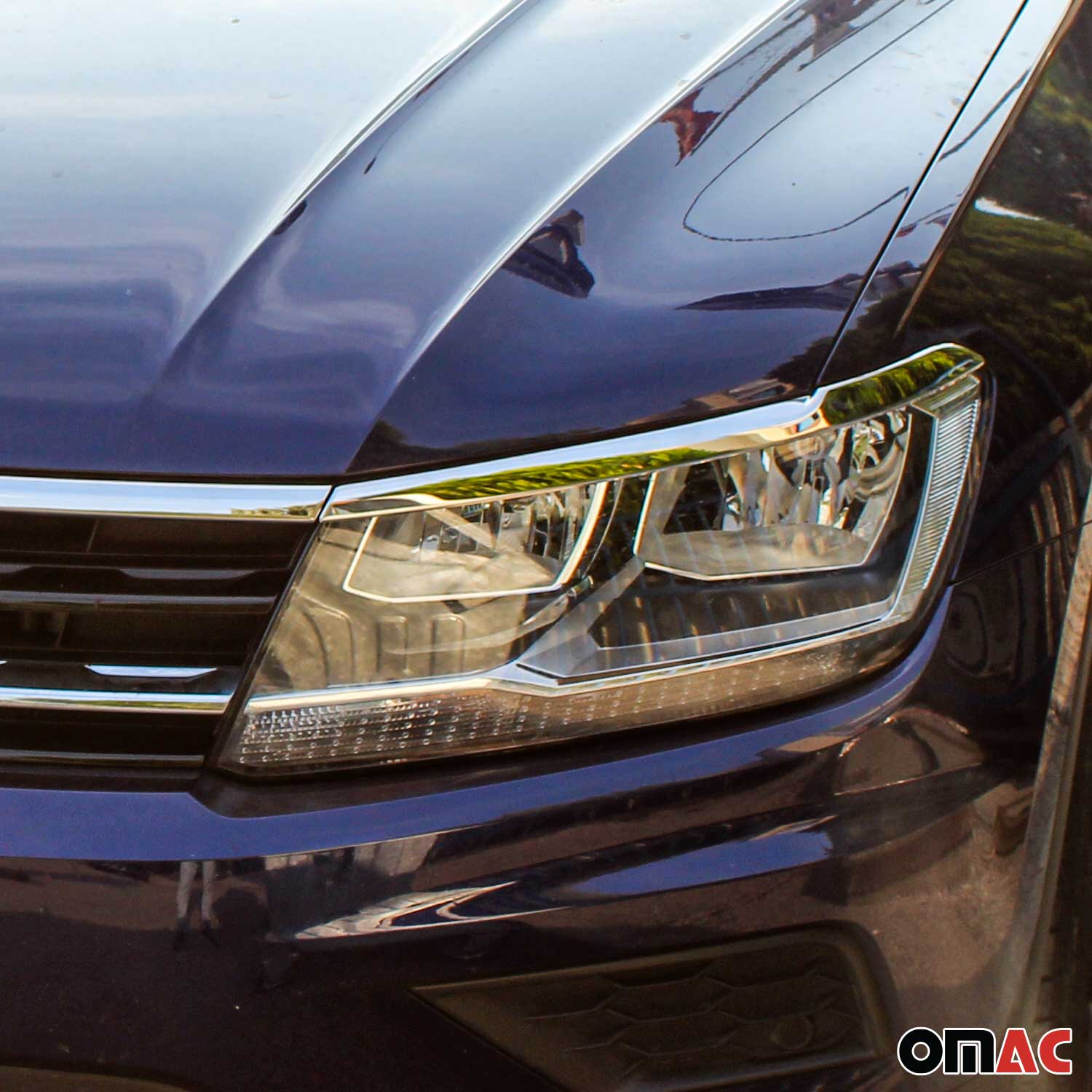 2018-2024 VW Tiguan Fog Light Headlight Lamp Surround Trim Silver 3 Pcs