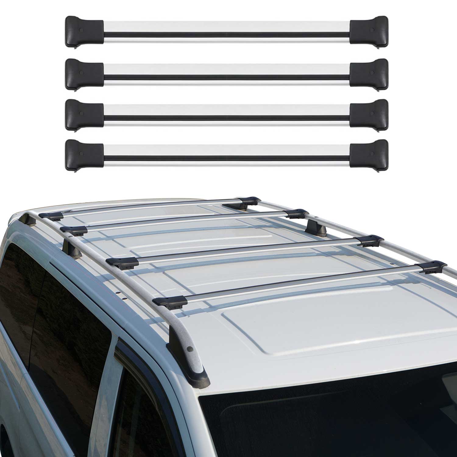 2014-2024 RAM ProMaster Roof Rack Cross Bars 4Pcs Silver
