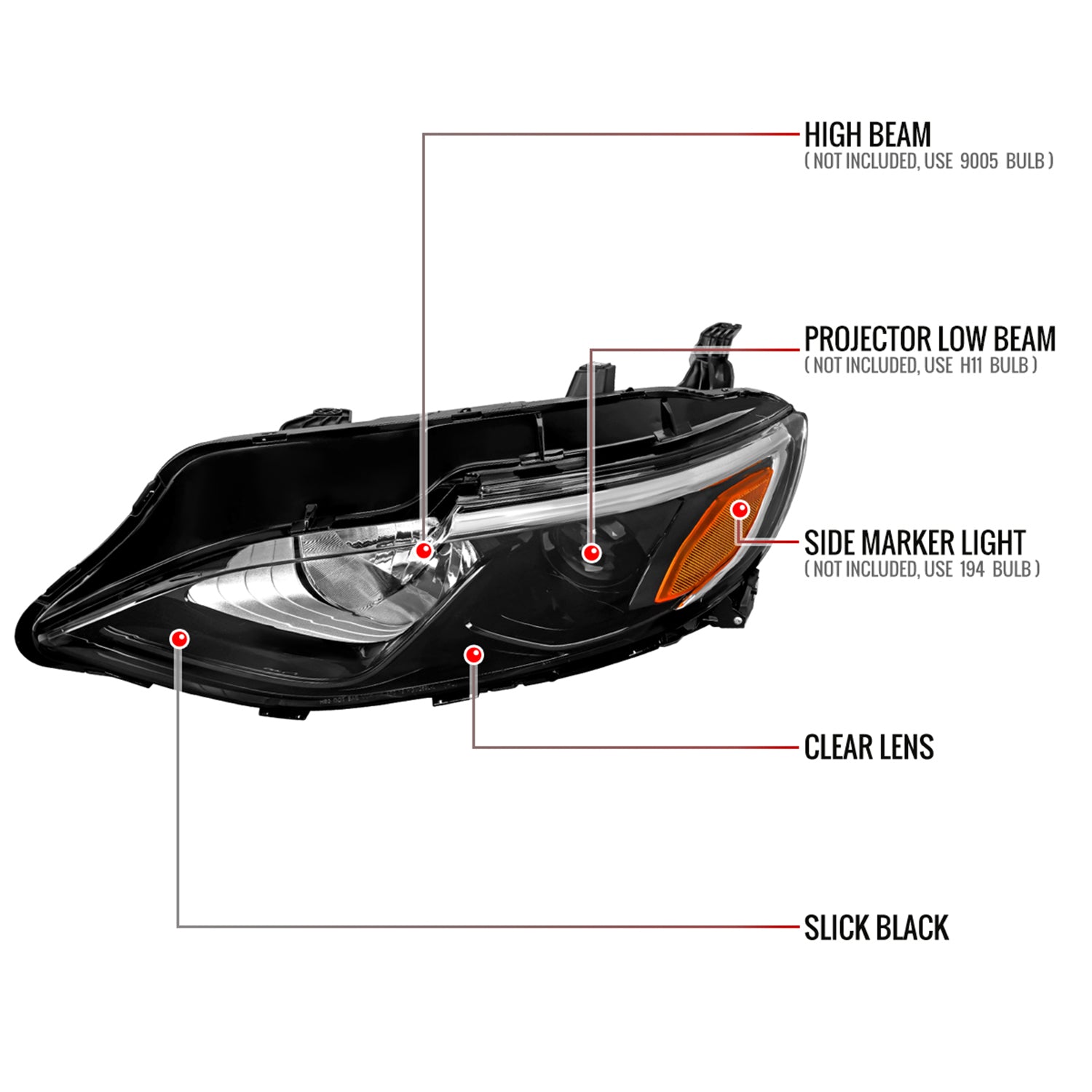 2019-2024 Chevy Malibu Factory Projector Left Driver Side Headlight Black