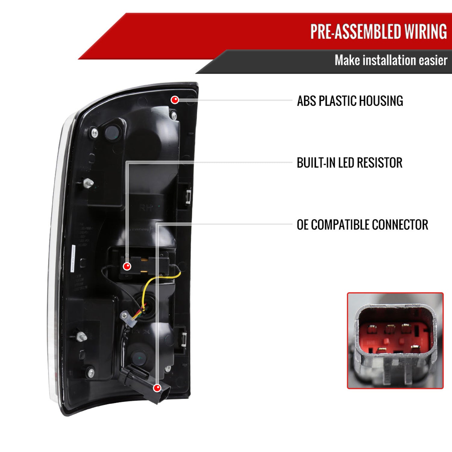 2002-2006 Dodge RAM 1500/2500/3500 White LED Bar Tail Lights Matte Black/Smoke