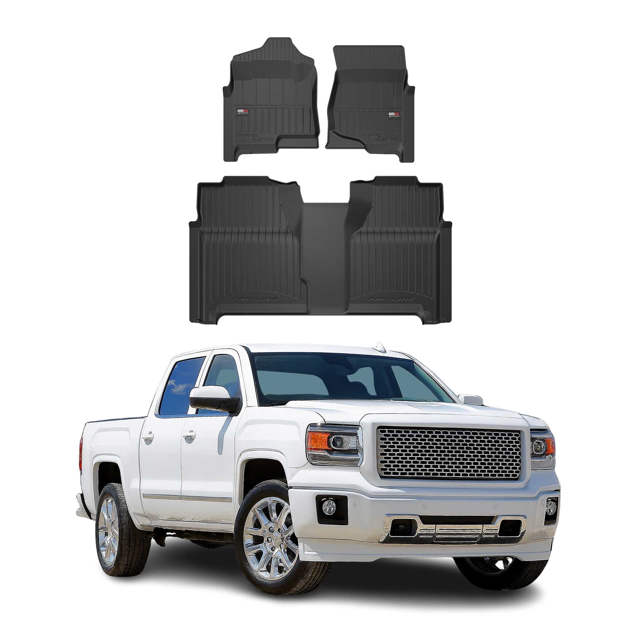 2014-2019 Chevrolet Silverado 1500 2500 3500 HD Proline Floor Mat Premium TPE Black 3 Pcs