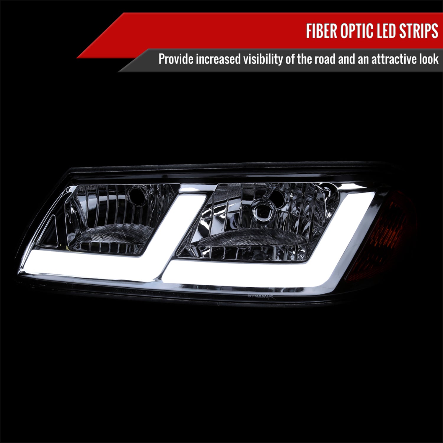2000-2005 Chevy Impala LED Bar Factory Style Headlights Chrome/Clear Lens