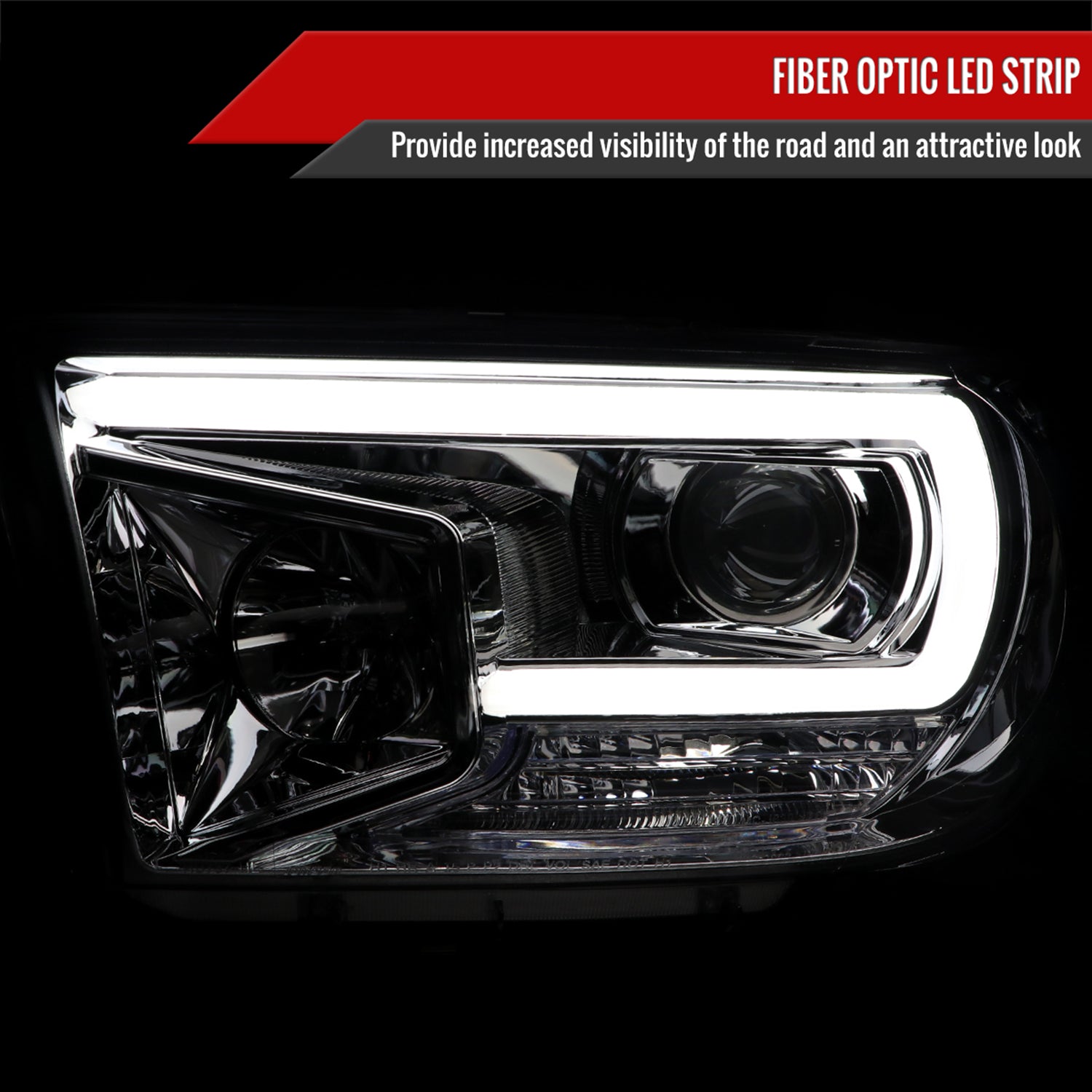 2007-2013 Toyota Tundra/ 2008-2017 Sequoia LED C-Bar Projector Headlights Chrome