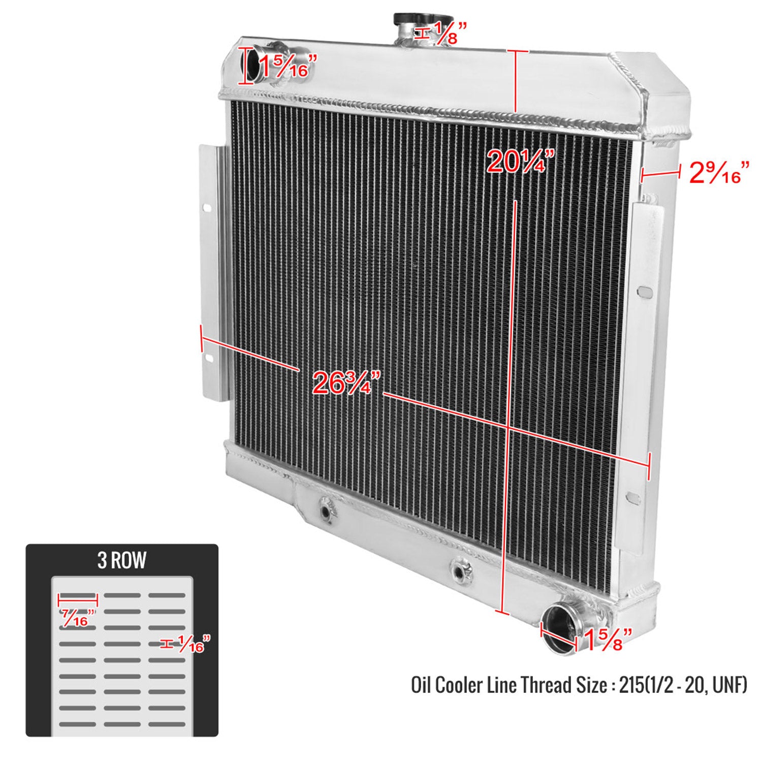 1972-1986 Jeep CJ Series MT Aluminum 3-Row Performance Radiator