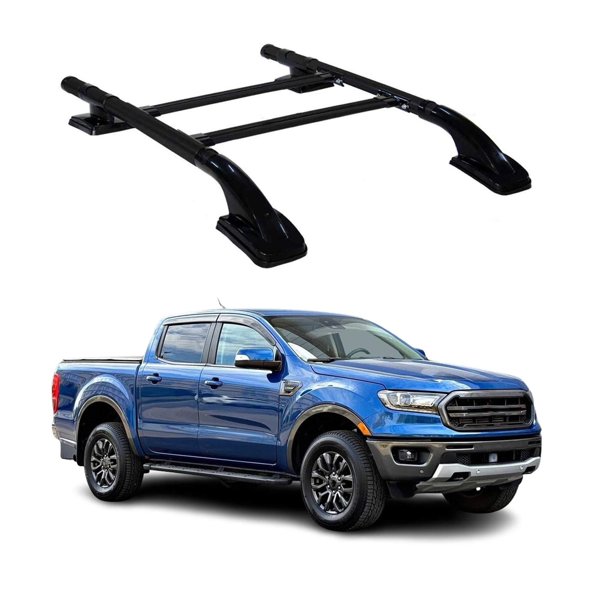 2019-2023 Ford Ranger Double Cab Roof Rack Rails Side Rails Black ...
