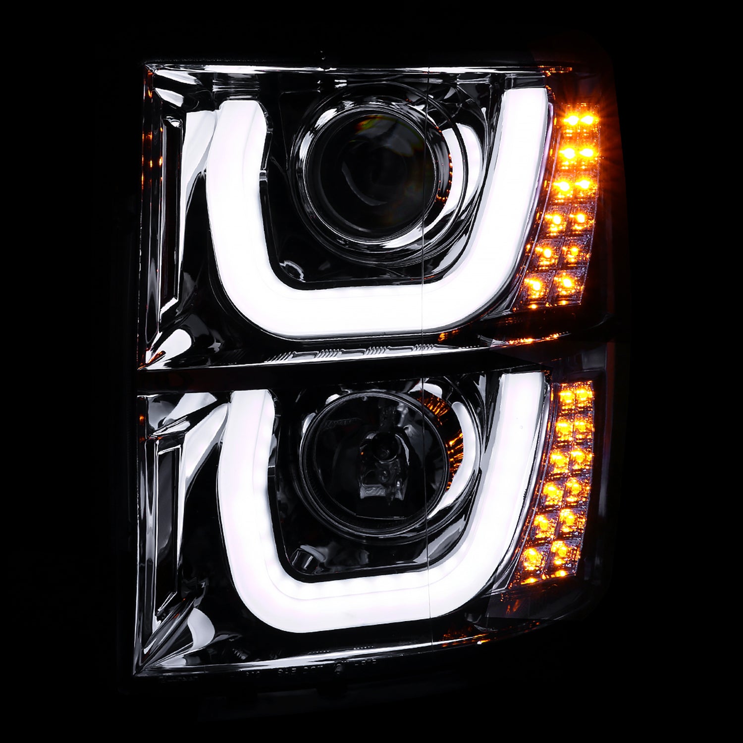 2014-2015 Chevy Silverado 1500 Dual LED U-Bar Headlights LED Signal Lights