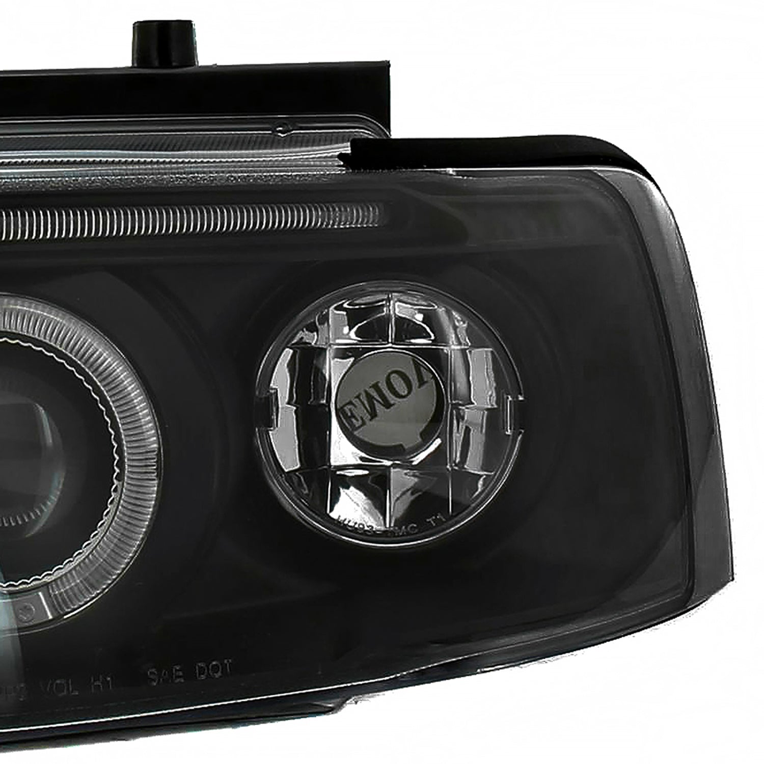 1997-2000 VW Passat Dual Halo Projector Headlights Matte Black/Clear Lens