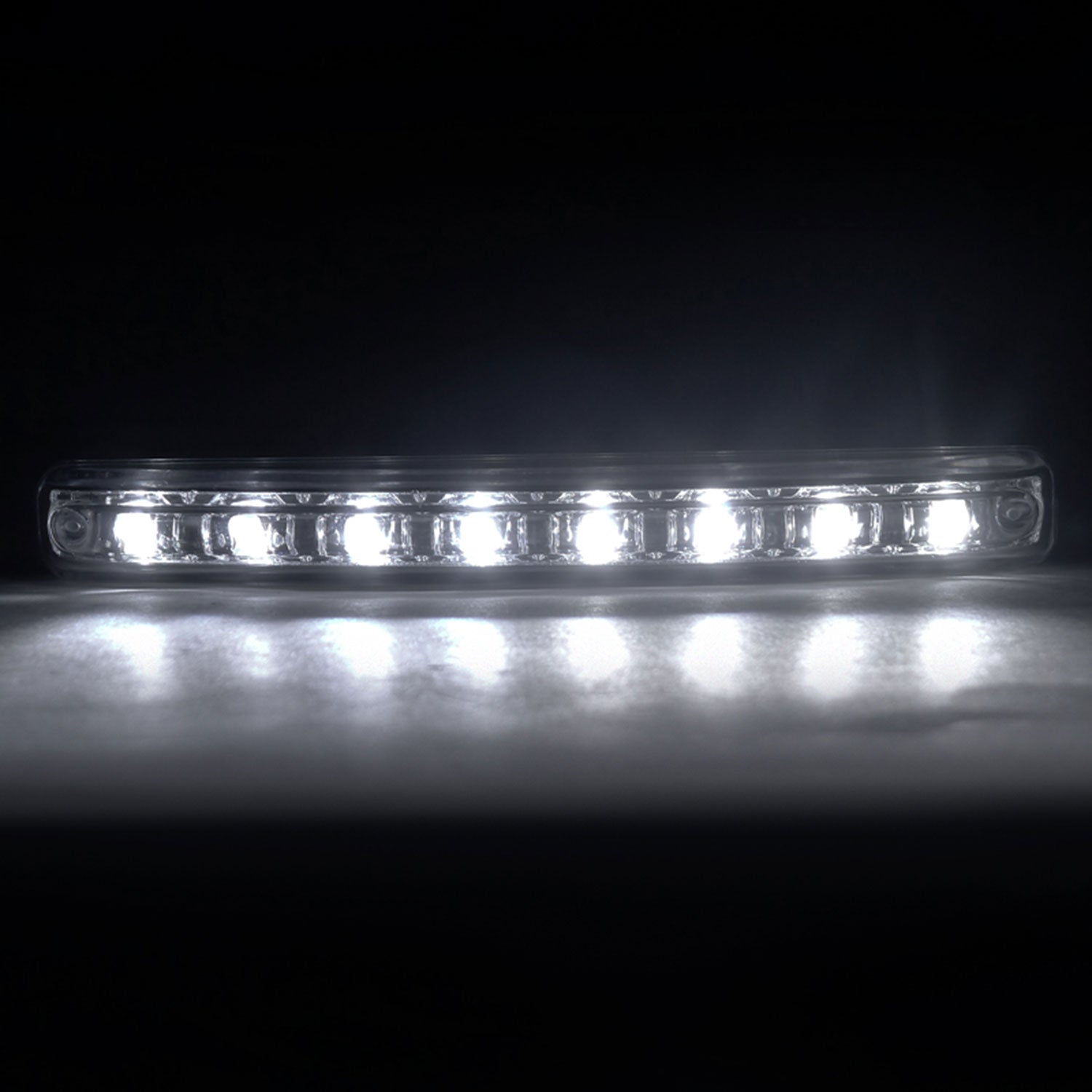 Universal 4W 8 LED 6000K Daytime Running Lights Chrome Housing/Clear Lens