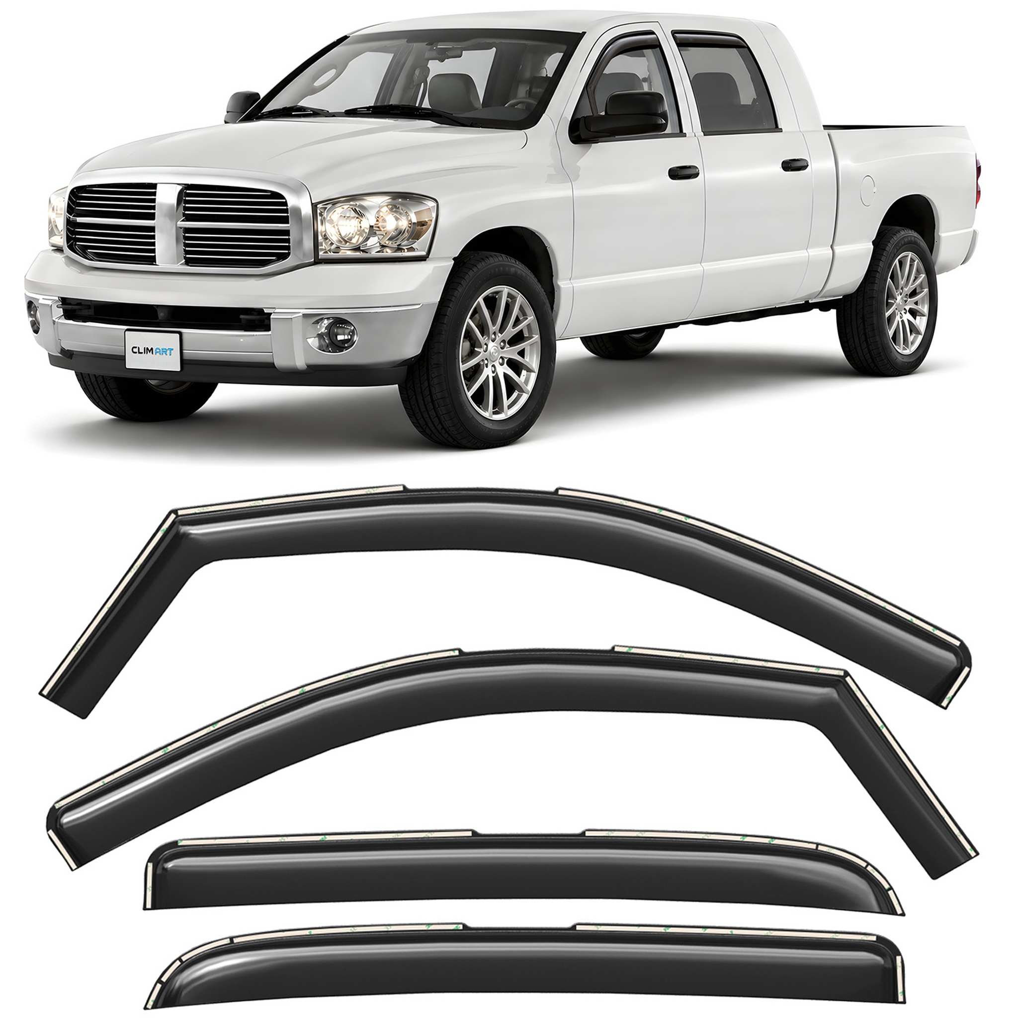 Clim Art Wind Deflectors for Dodge Ram 1500 2500 3500 2002-2009 Megacab Dark 4x