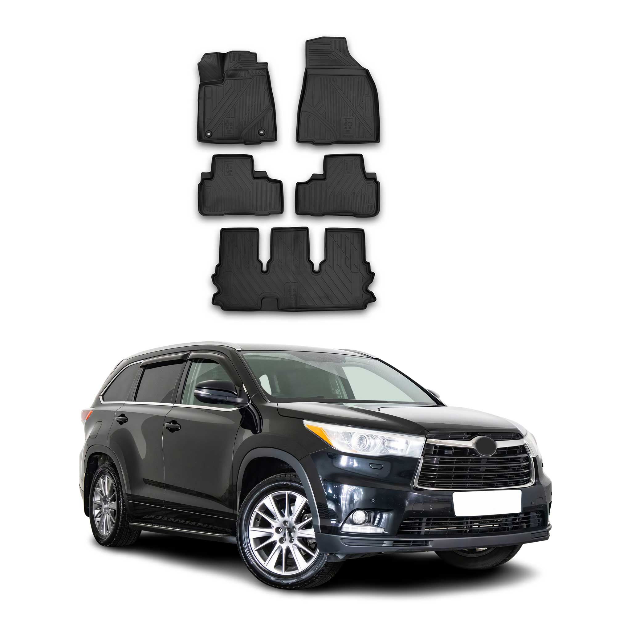 2014-2019 Toyota Highlander Floor Mats Liners Full Set All Weather Black