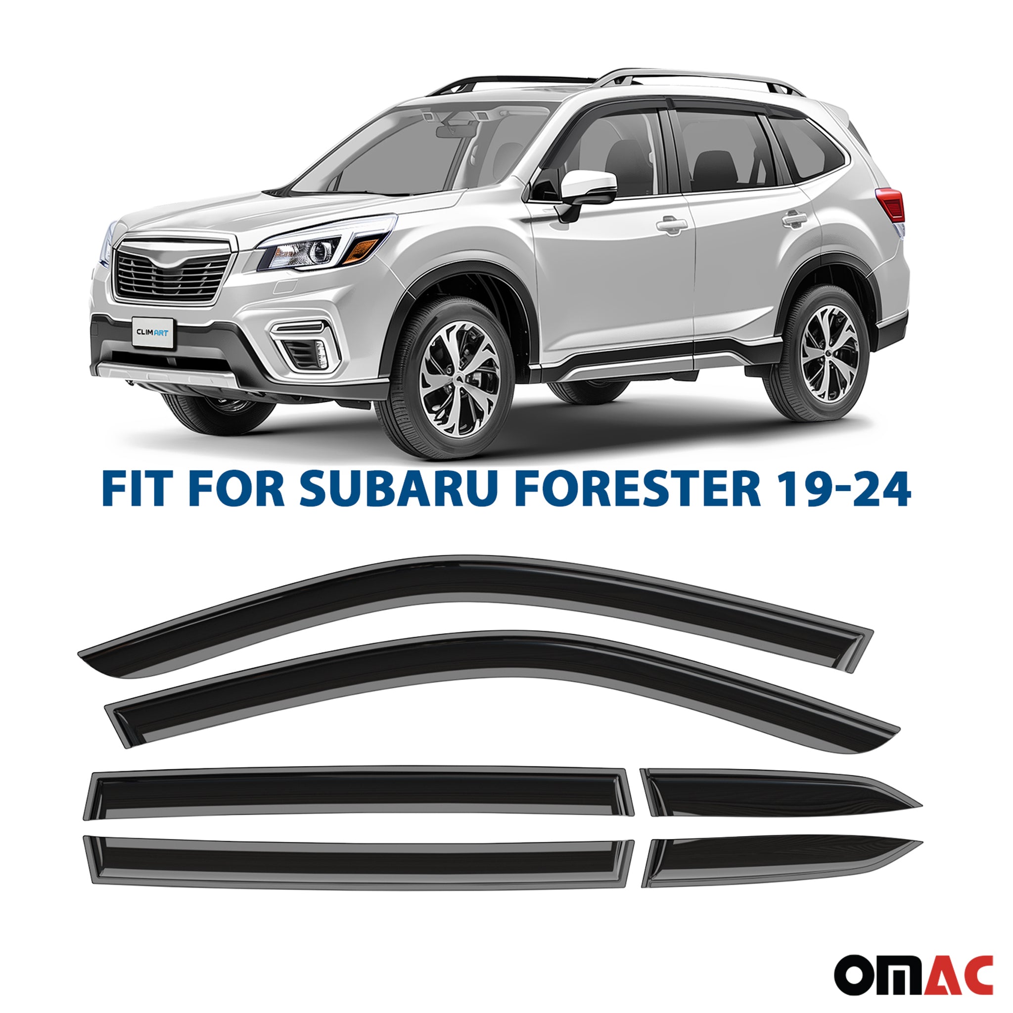 Clim Art Wind Deflectors for Subaru Forester V 2019-2025 Smoke 6 Pcs