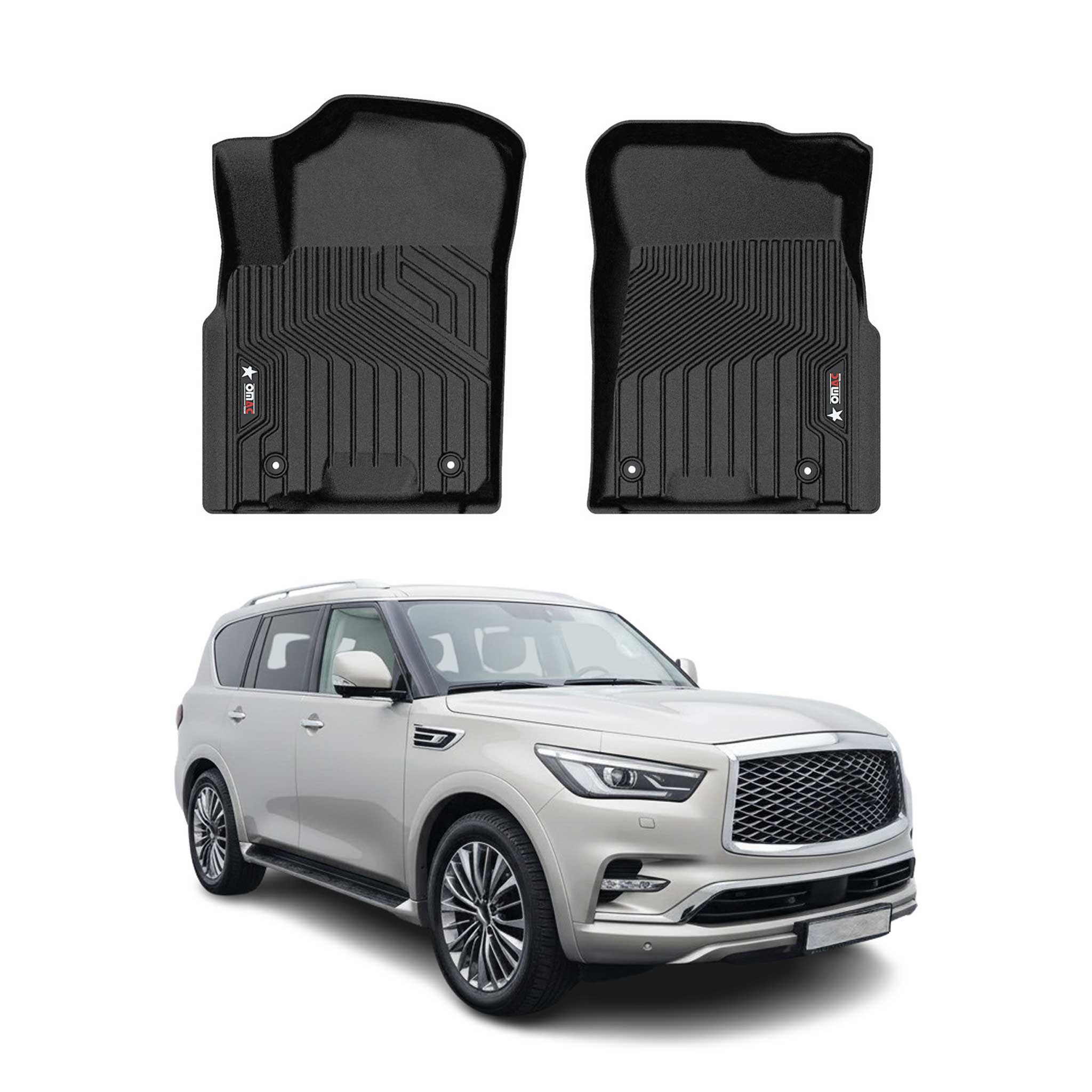 2015-2024 Infiniti QX80 Premium Floor Mats Liners First Row Front Black