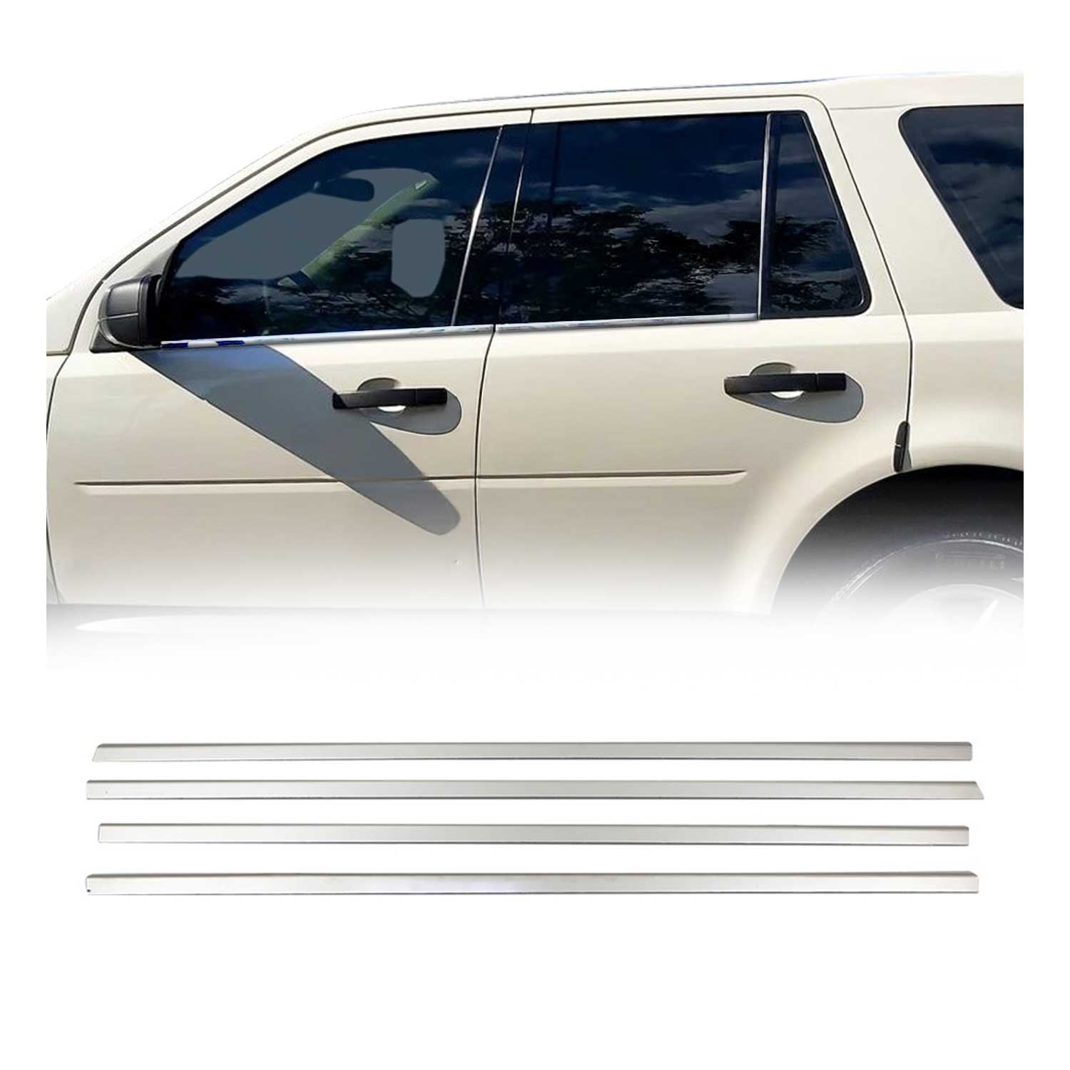 2008-2015 Land Rover LR2 Window Molding Trim Streamer Stainless Steel 4x