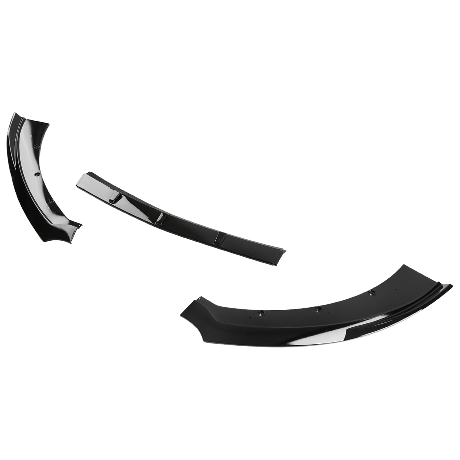 2015-2017 Ford Mustang Glossy Black Polypropylene 3Pcs Bumper Lip Spoiler