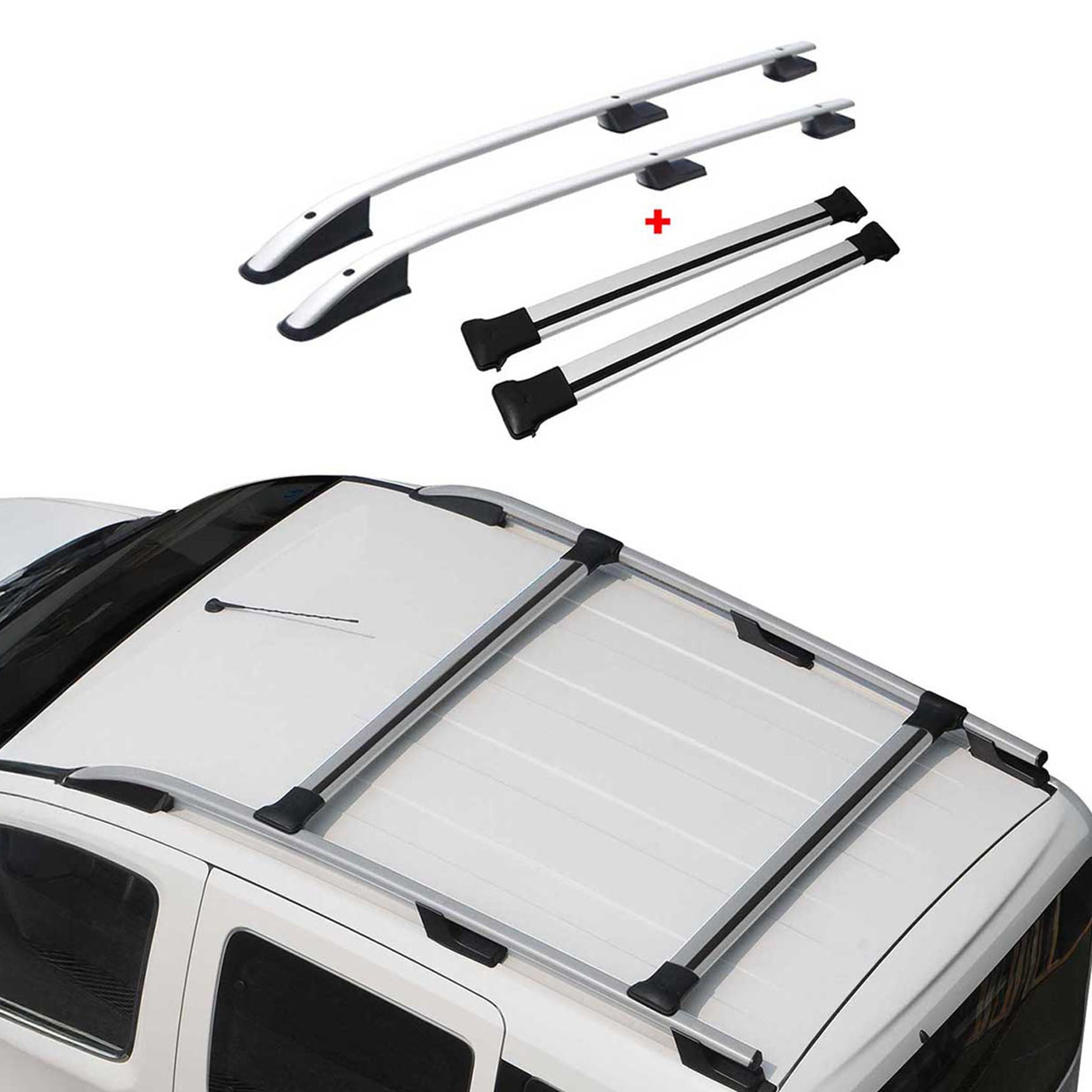 2015-2026 Ford Transit L3 Long Extended Roof Racks & Roof Rack Rails Silver