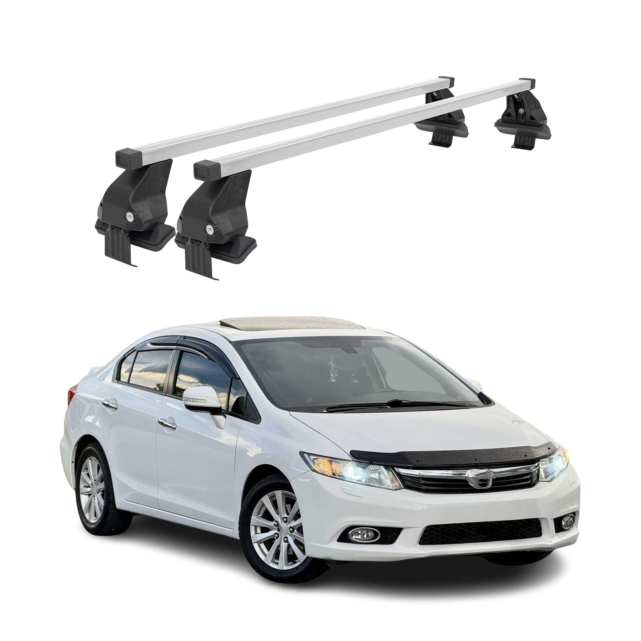 2012-2015 Honda Civic Sedan Roof Rack Cross Bars Silver