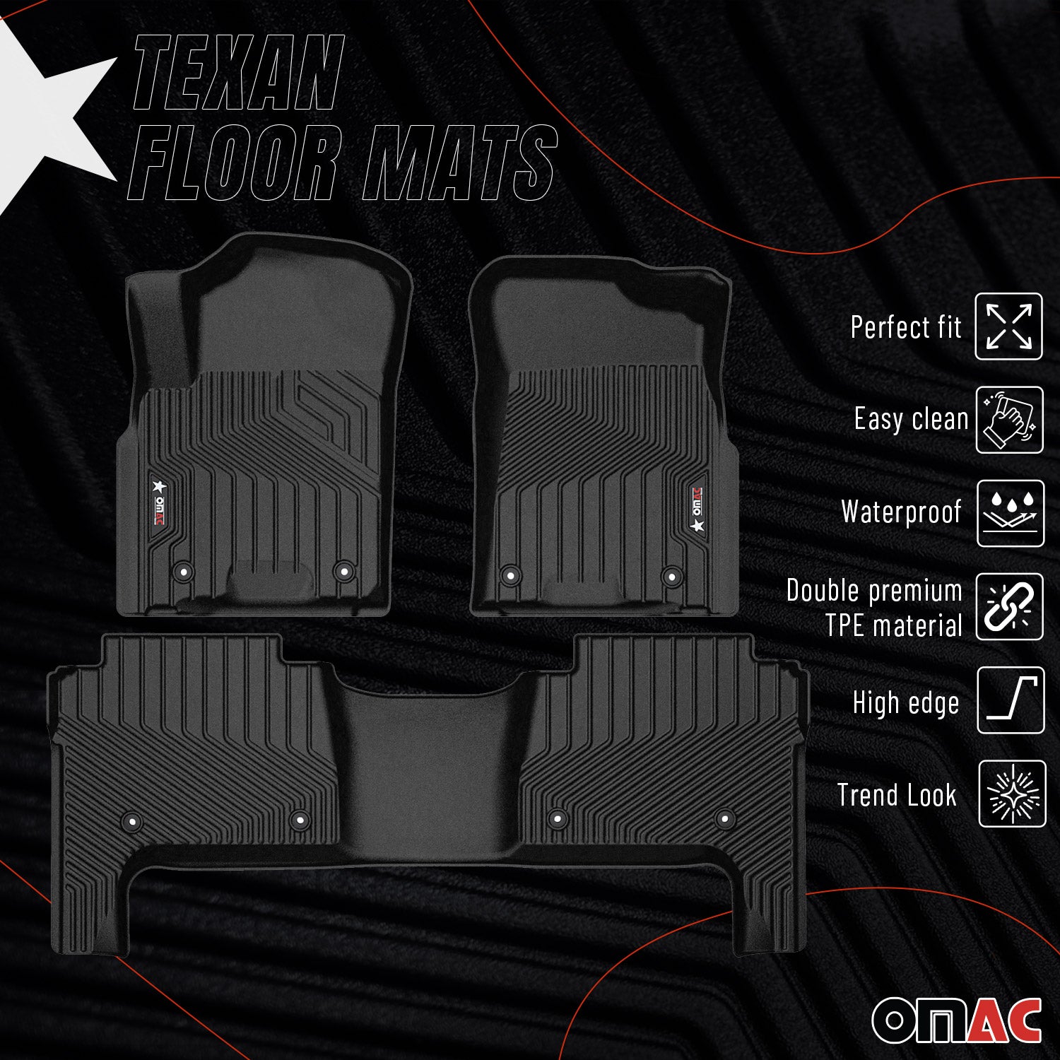 2015-2024 Infiniti QX80 Premium Floor Mats Liners First and Second Row Set Black