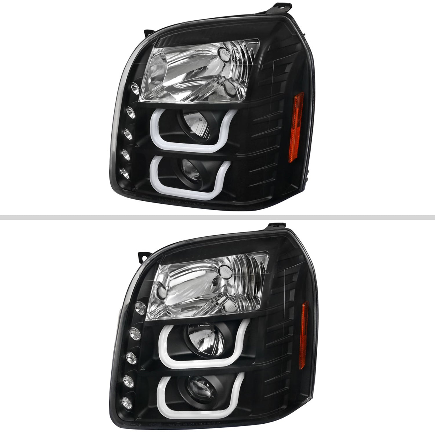 2007-2014 GMC Yukon/Yukon XL 1500/2500 LED U-Bar Projector Headlights Black