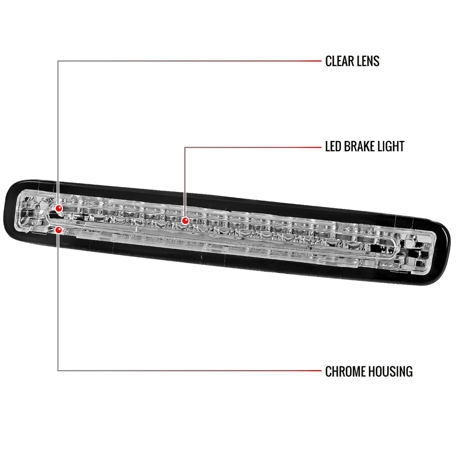 2005-2009 Ford Mustang LED 3rd Brake Light Chrome Housing/Clear Lens