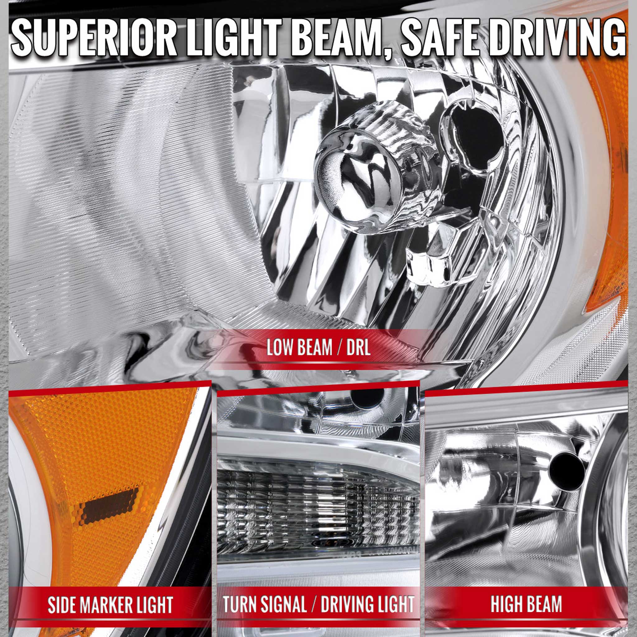 For Chevrolet Colorado 2015-2022 Factory Style Headlights Chrome Housing Clear Lens