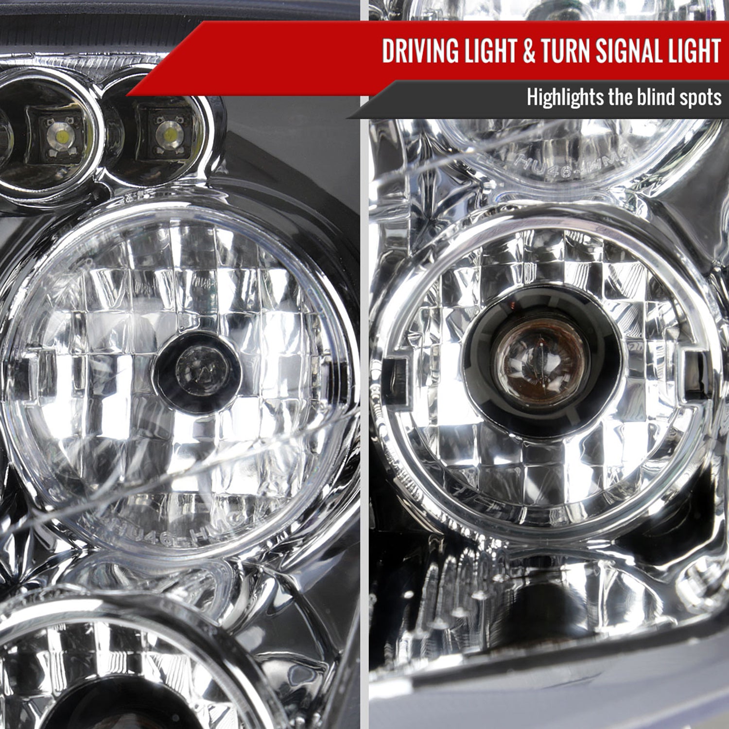 2000-2004 Ford Focus Dual Halo Projector Headlights Chrome/Clear Lens