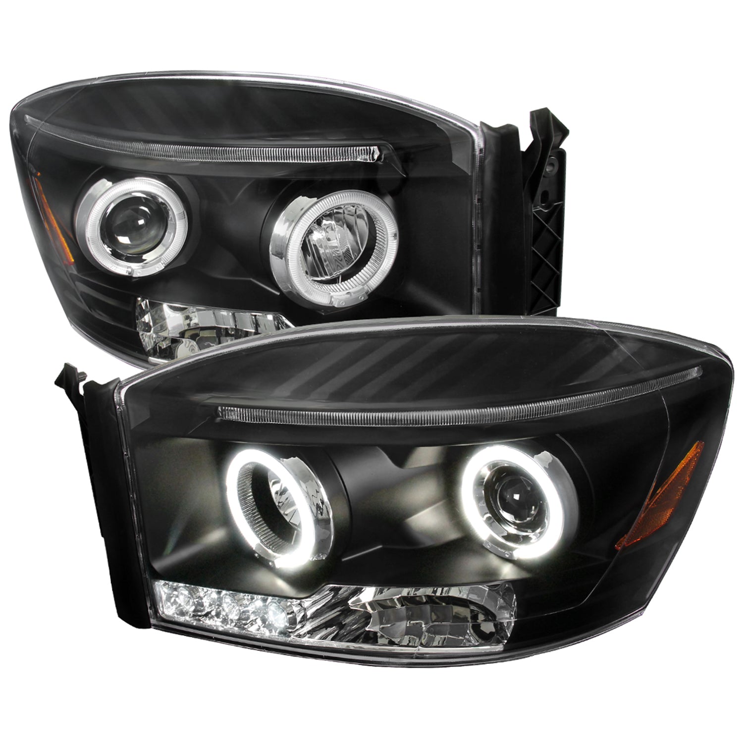2006-2008 Dodge RAM 1500/ 06-2009 RAM 2500 3500 Dual Halo Headlights Black