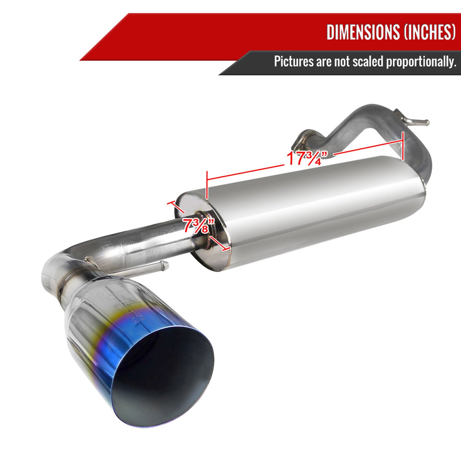 1988-1991 Honda CRX Hatchback T-304 Steel N1 Catback Exhaust Burnt Tip