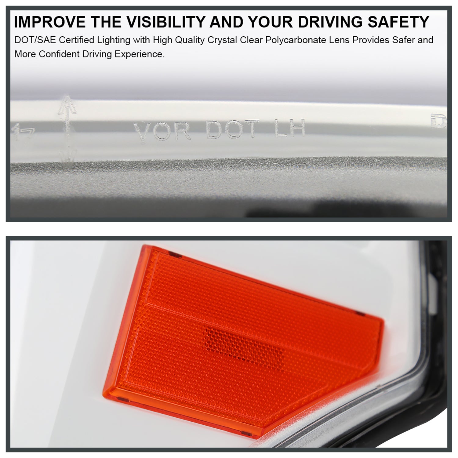 2011-2016 Ford F-250/350/450/550 LED CBar Projector Headlights White Housing