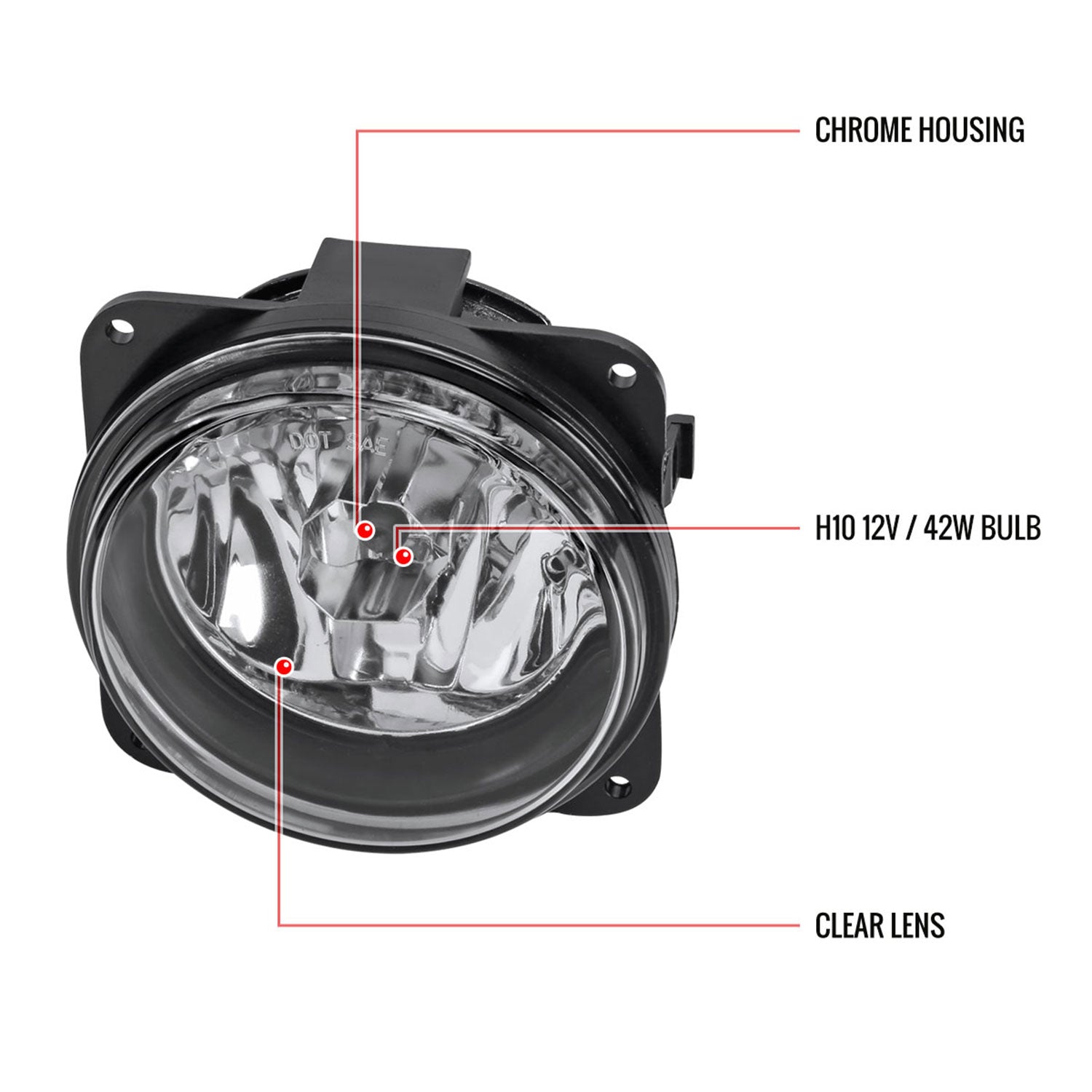 2005-2007 Ford Escape/ 2000-2004 Focus SVT H10 Fog Lights Kit Chrome/Clear Lens