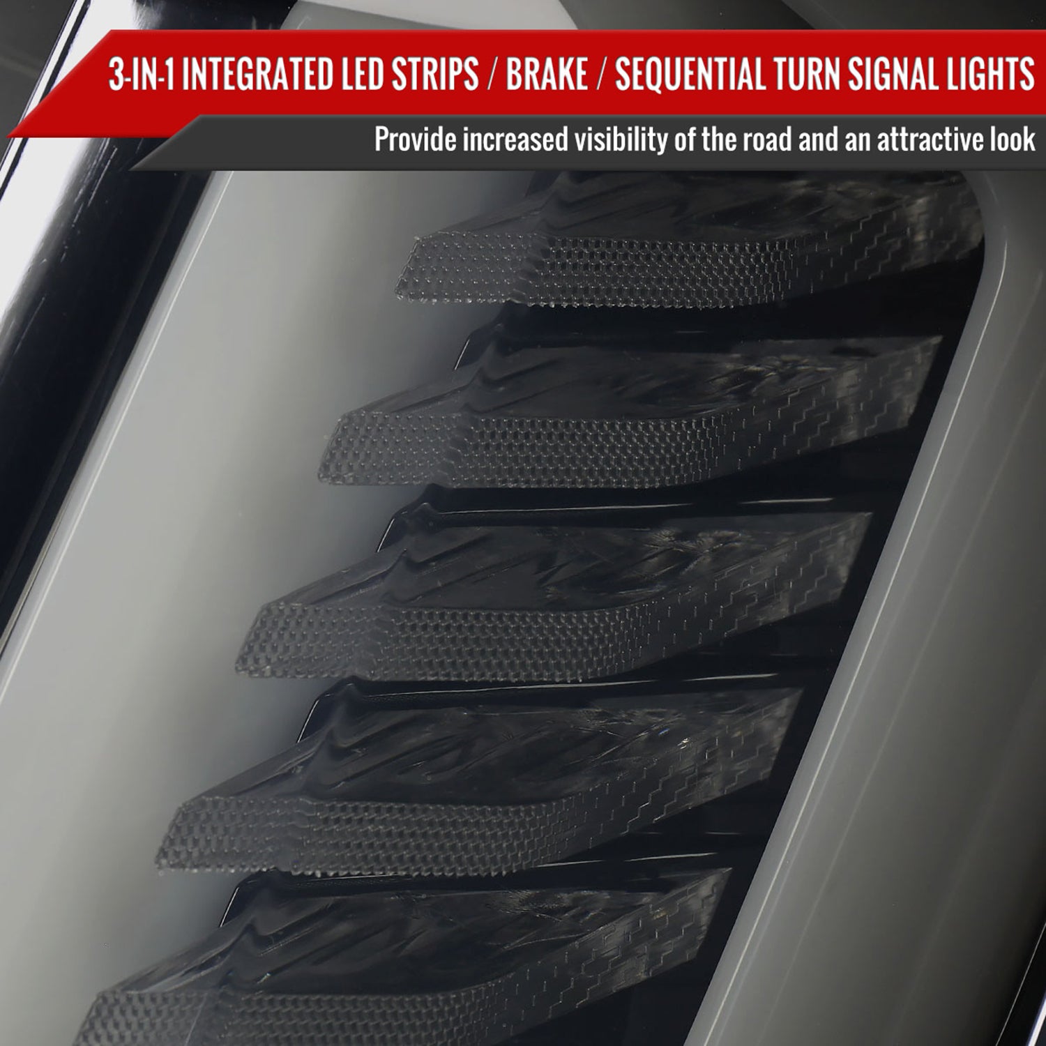 2015-2023 Ford Mustang Sequential Signal LED Tail Lights Glossy Black/Smoke