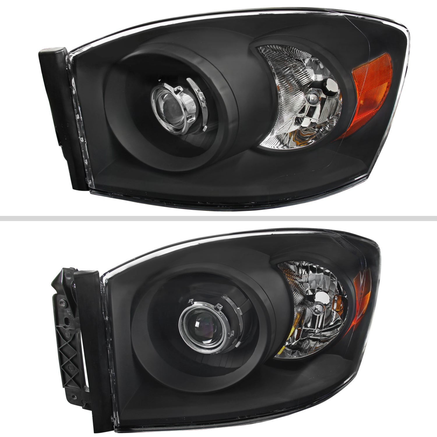 2006-2008 Dodge RAM 1500/ 06-2009 RAM 2500 3500 Retro Projector Headlights Black