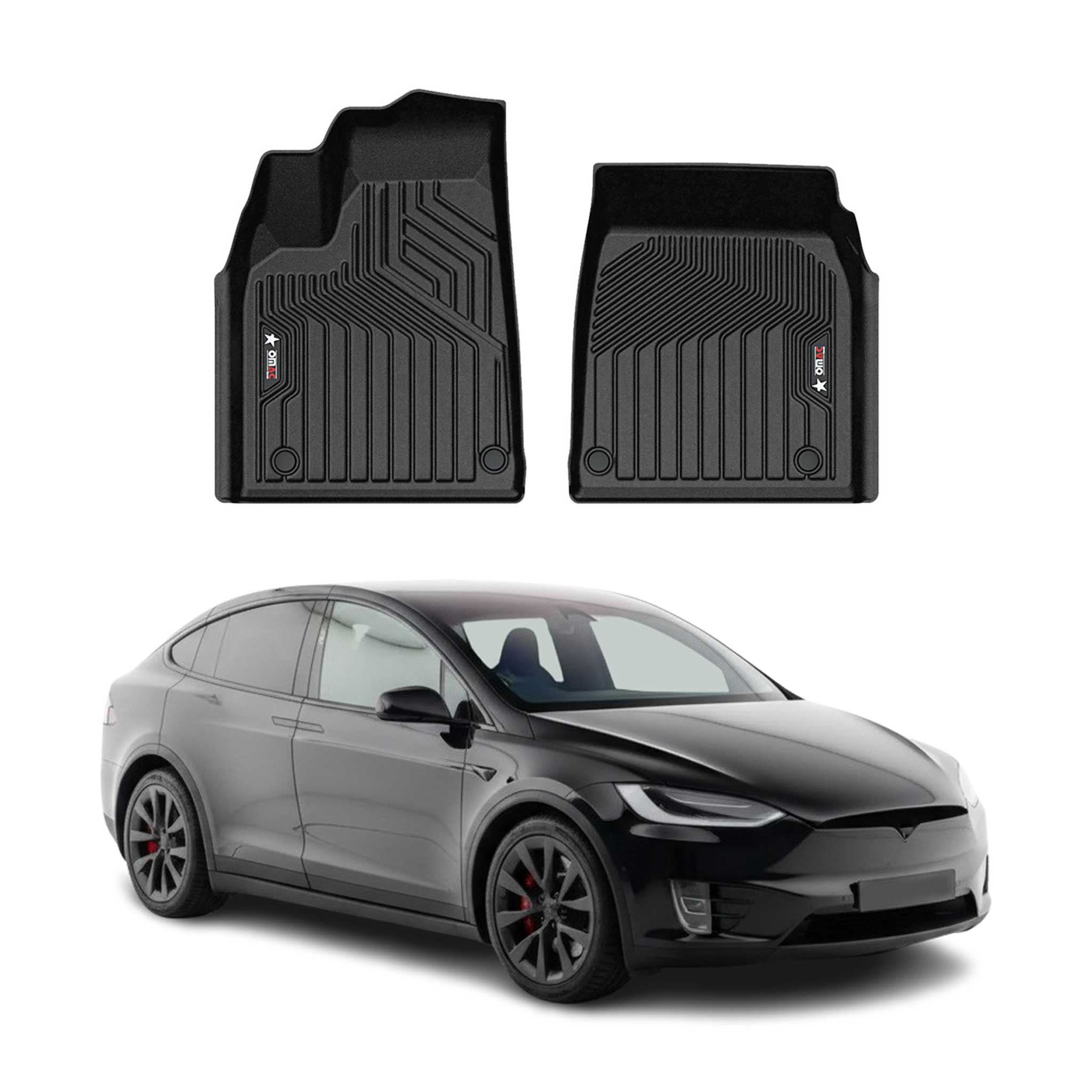 2022-2024 Tesla X Premium Floor Mats Liners First Row Front Black
