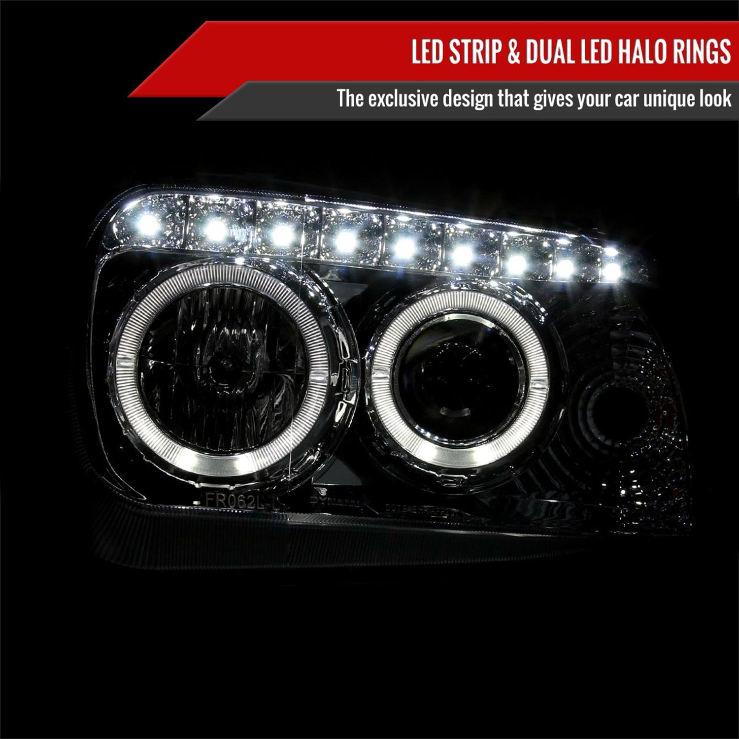 2005-2007 Ford Escape Dual Halo Projector Headlights LED Light Chrome/Smoke