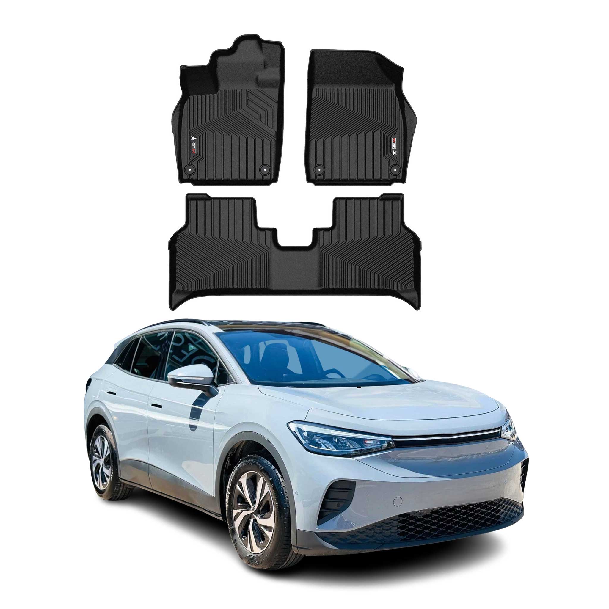 2021-2024 VW ID.4 Premium Floor Mats Liners First and Second Row Set Black