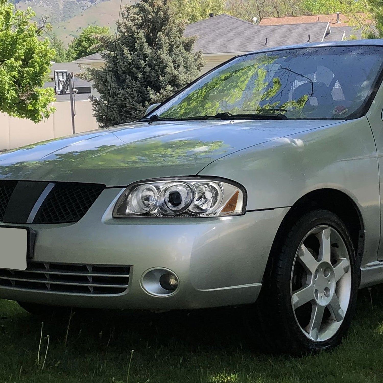 2004-2006 Nissan Sentra Dual Halo Projector Headlights Chrome/Clear Lens