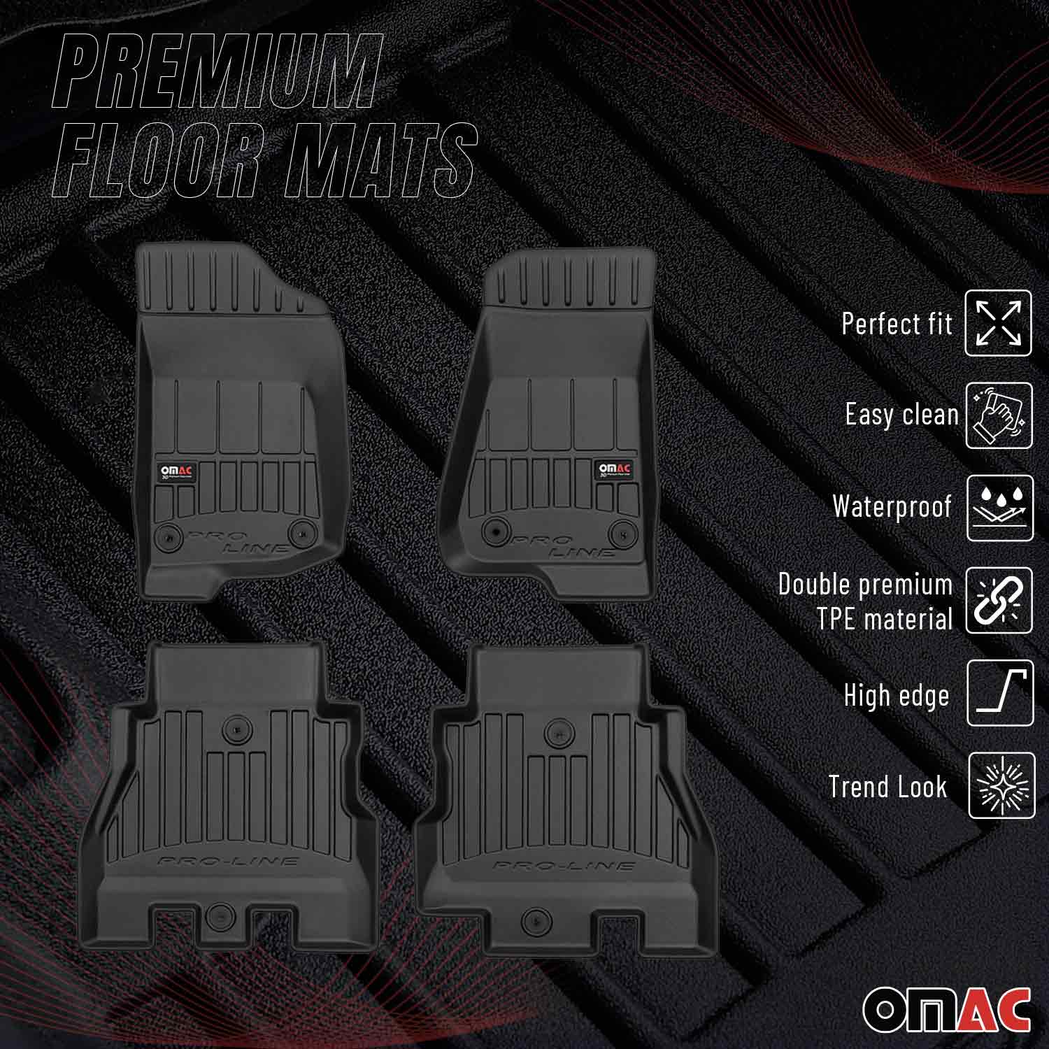 2018-2022 Jeep Wrangler Premium Floor Mats Liners Full Set All Weather Heavy Duty