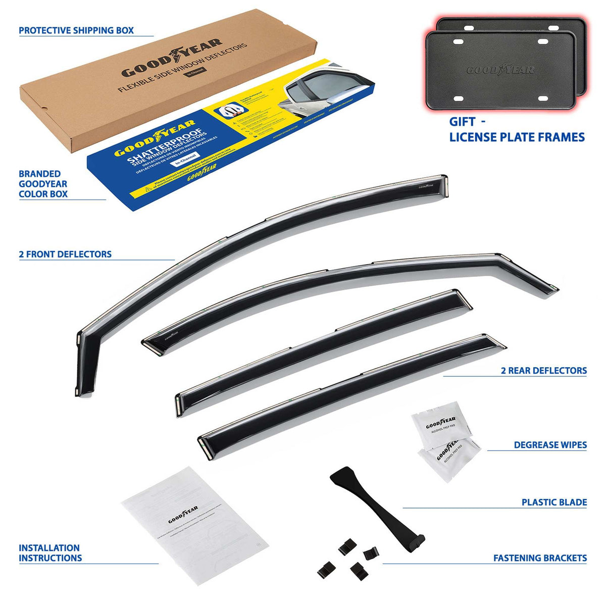 Goodyear Wind Deflectors for Acura RDX 2019-2026 In-channel Premium Smoke 4Pcs