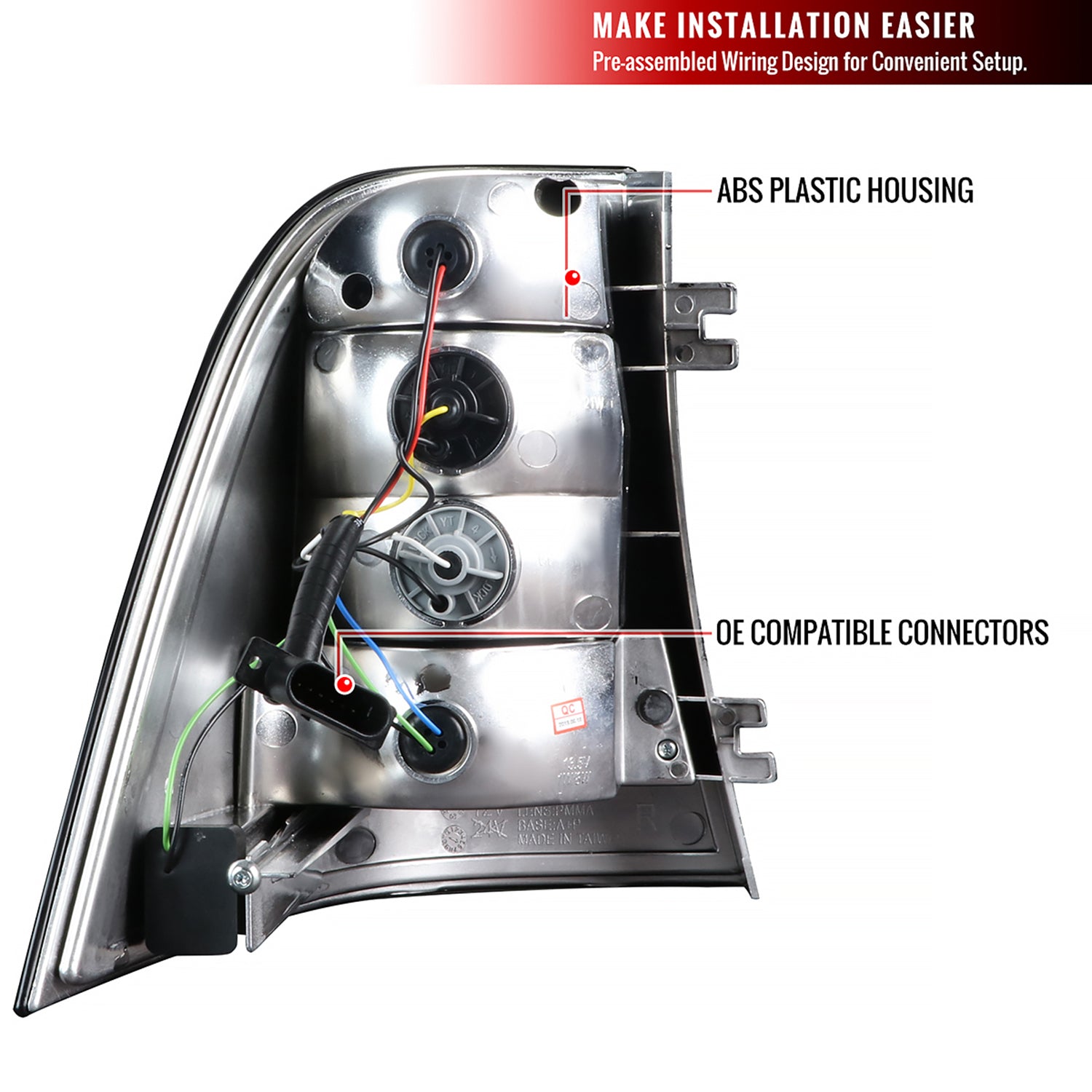 1998-2005 Mercedes Benz W163 M Class LED Tail Lights Chrome/Red Clear Lens