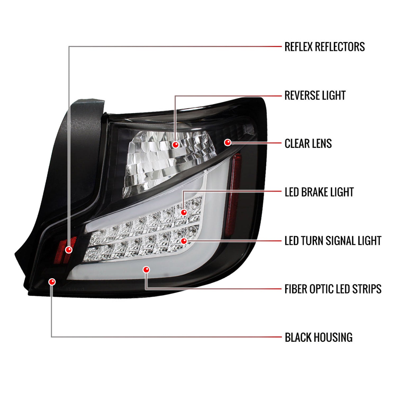 2011-2013 Scion tC LED Tail Lights Matte Black Housing/Clear Lens