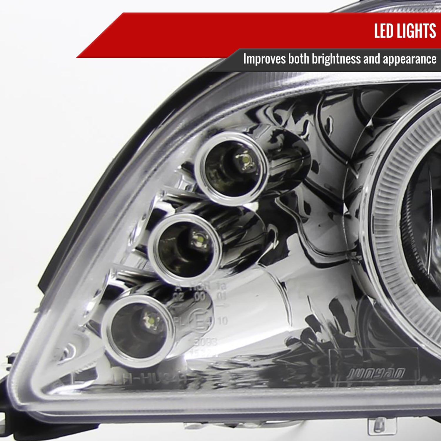 1996-2003 BMW E39 5 Series Dual Halo Projector Headlights Chrome/Clear Lens