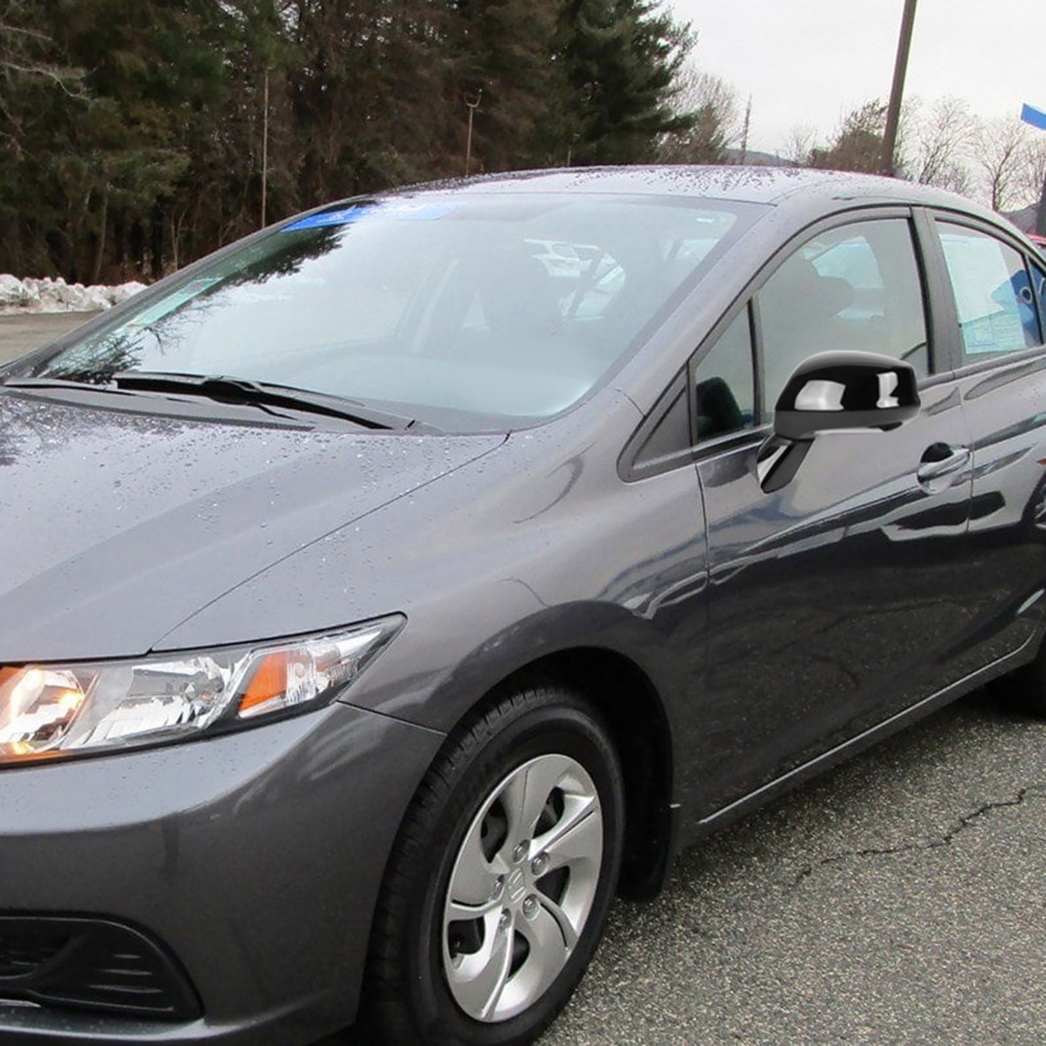 2012-2015 Honda Civic Glossy Black 3-Pin Adjustable Side Mirror - Driver Side