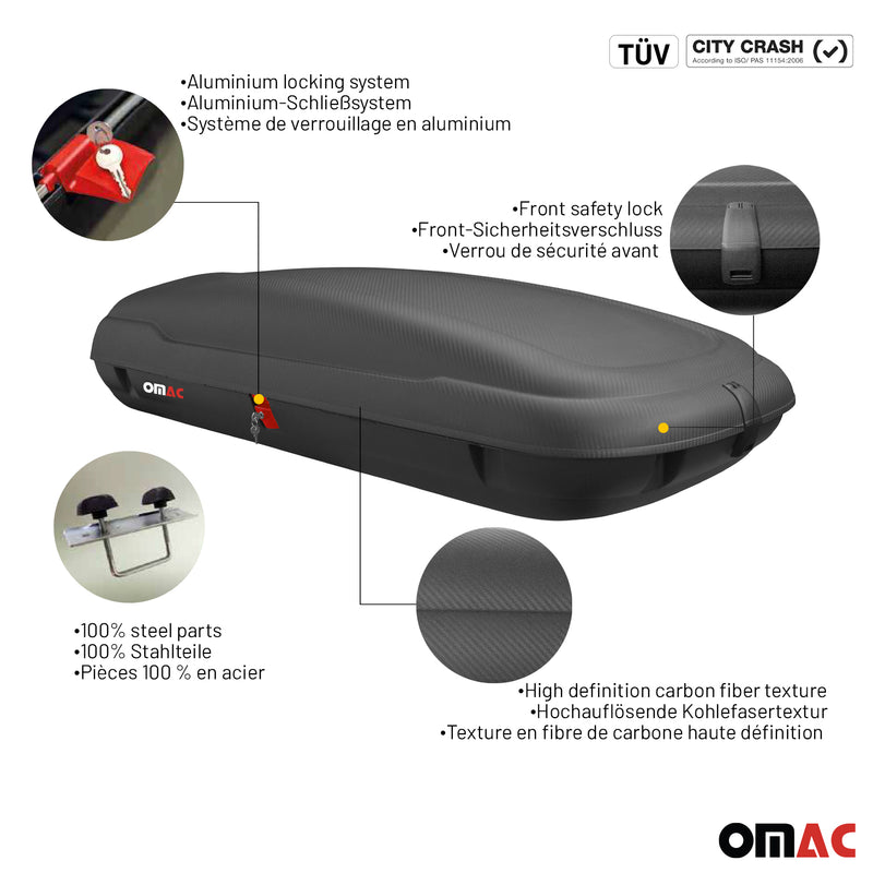 Roof Cargo Box 14.1 Cubic Feet Carbon Fiber Textured