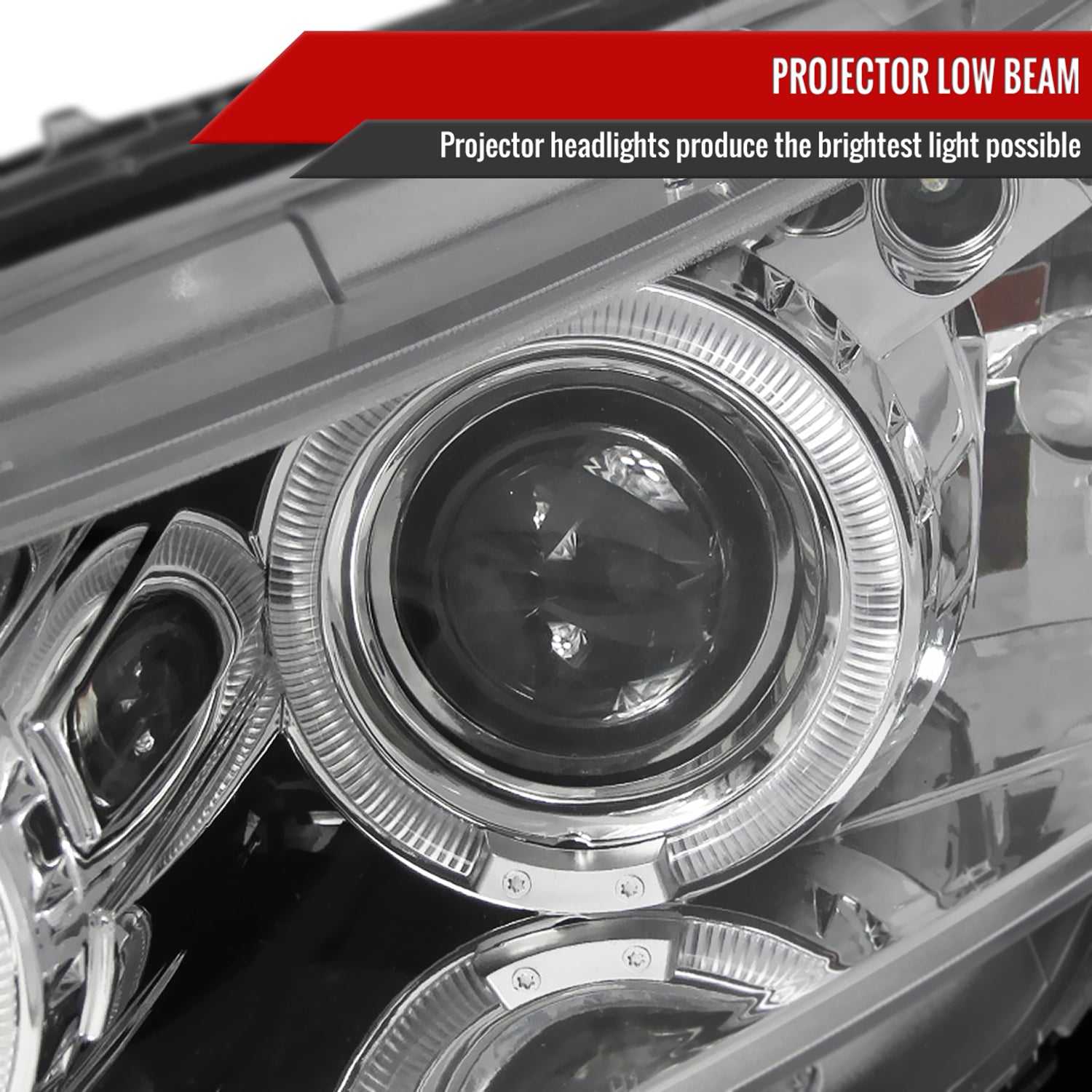 2008-2012 Honda Accord Coupe Dual Halo Projector Headlights Chrome/Clear Lens