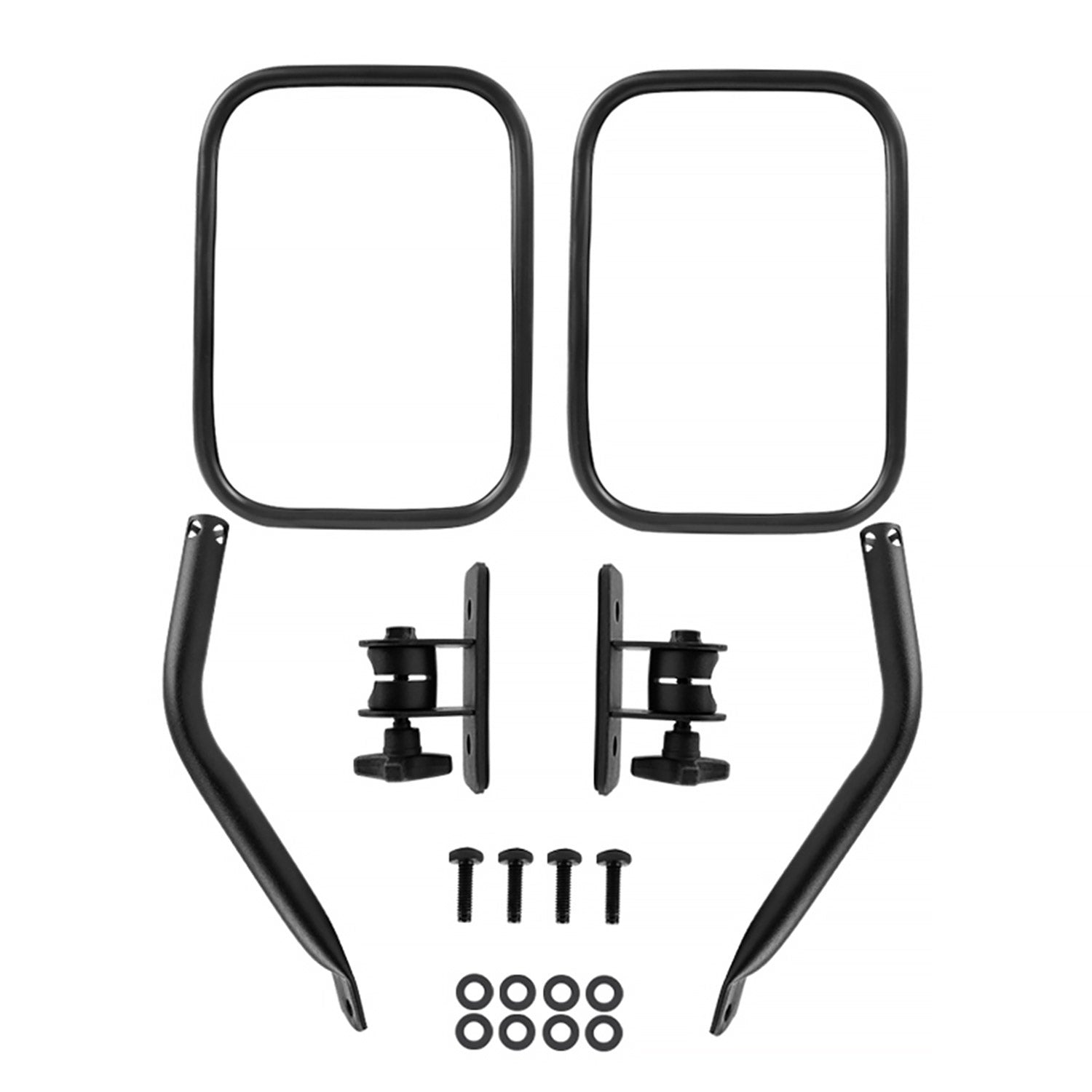 1997-2018 Jeep Wrangler TJ/JK Quick Release Black Steel Square Side Mirrors