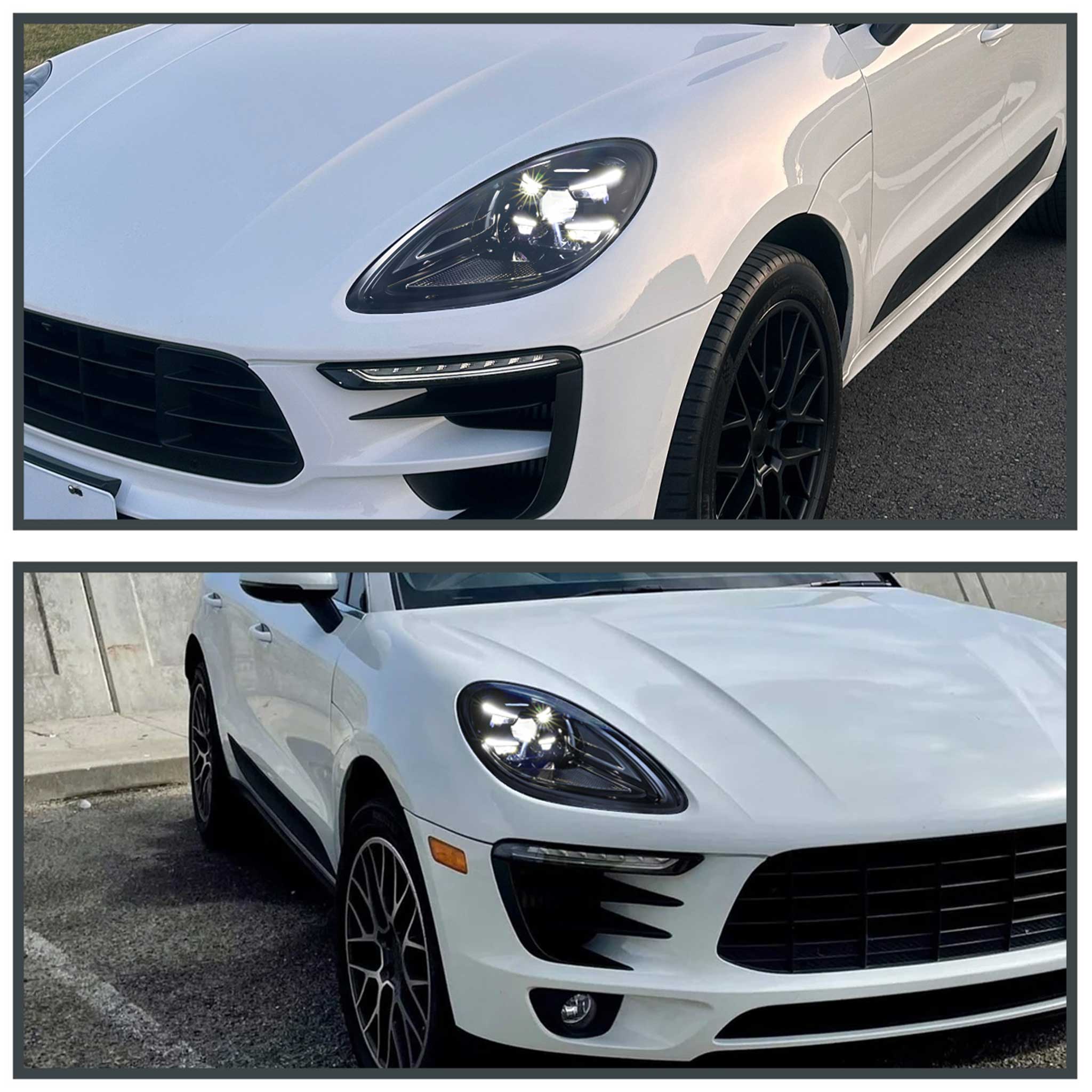 For Porsche Macan 95B.1 2015-2018 Matrix LED Projector Headlights DRL Non-Dynamic Black Clear Glossy Trim